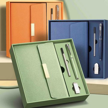 KINSI Notizheft Business Tri-Fold Notebook, Geschenkset, kostenloser Signature Pen, Mit 32G USB-Stick, mit exquisiter Geschenkbox und Geschenktasche