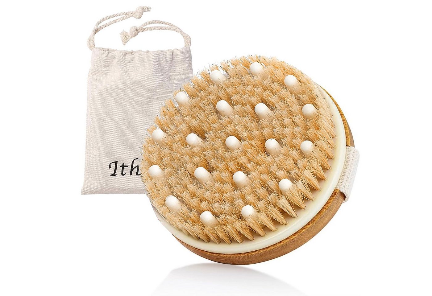 ibettertec Massagebürste Trockenbürste, Körperbürste, Peelingbürste, natürliche Borsten, Badebürste zum Entfernen abgestorbener Haut, Cellulite, verbessert Lymphfunktionen, Peeling