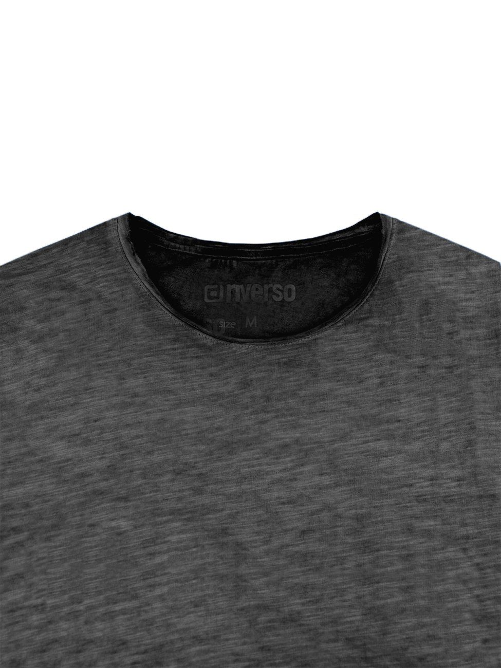 (1-tlg) Fit 100% Basic Rundhalsausschnitt Kurzarm Shirt riverso Basic Baumwolle T-Shirt Shirt Tee Grey Anthracite Herren Regular aus RIVMatteo mit