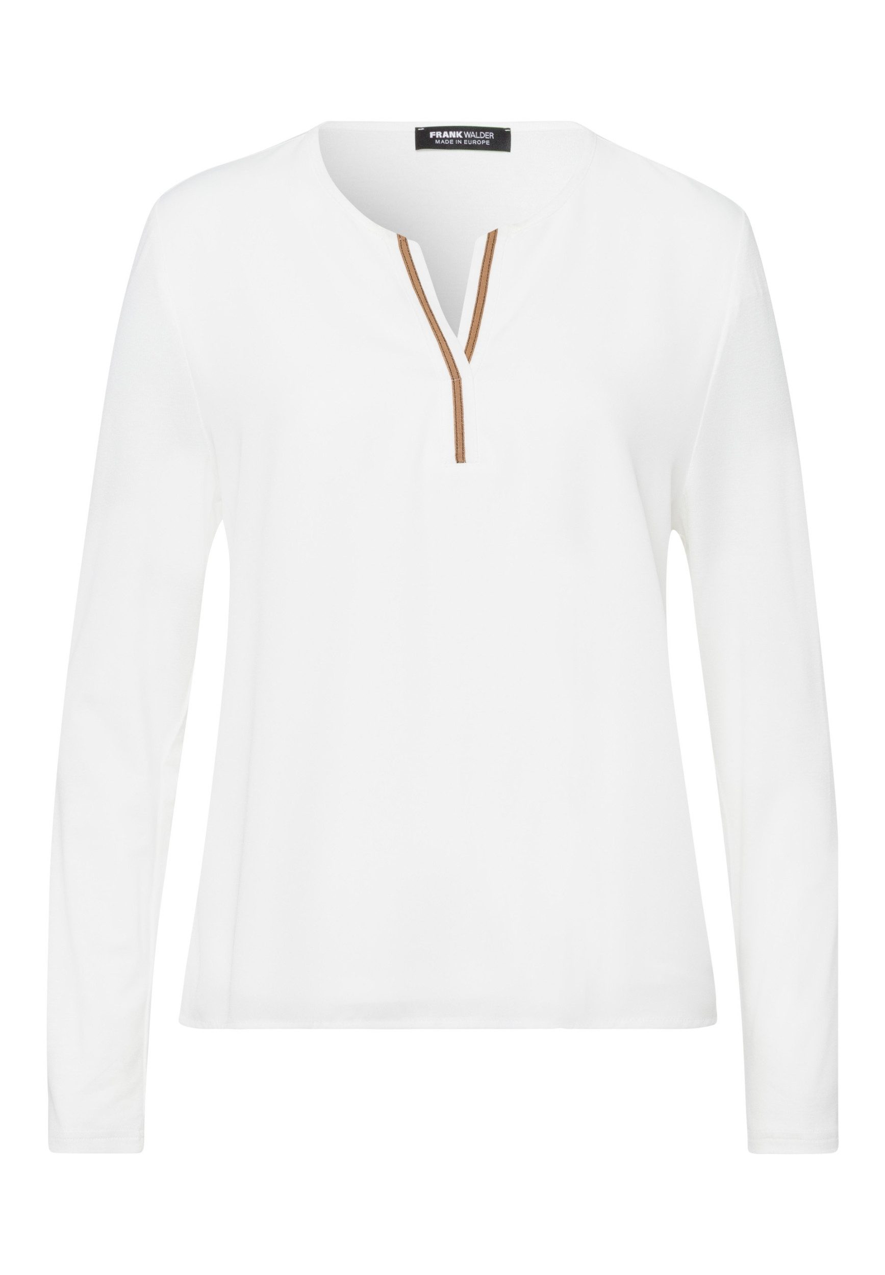 FRANK WALDER Langarmbluse - Blusenshirt im Materialmix - Shirtbluse - Langarmshirt Damen