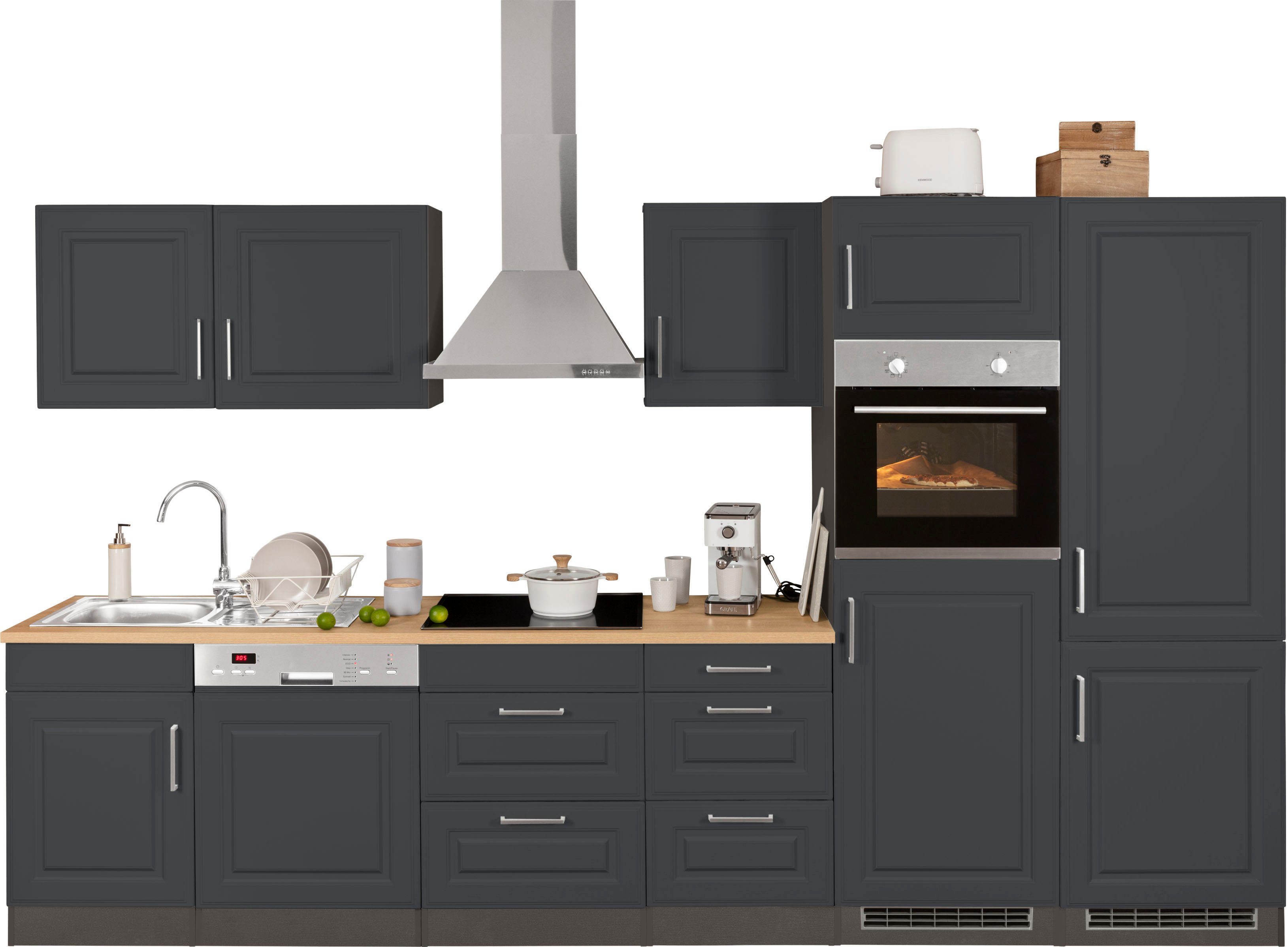 KOCHSTATION Küchenzeile KS-Stockholm, Breite 340 cm, mit hochwertigen MDF Fronten im Landhaus-Stil. Reduzierter Preis € 3.894,99. Unverbindliche Preisempfehlung € 5.639,00