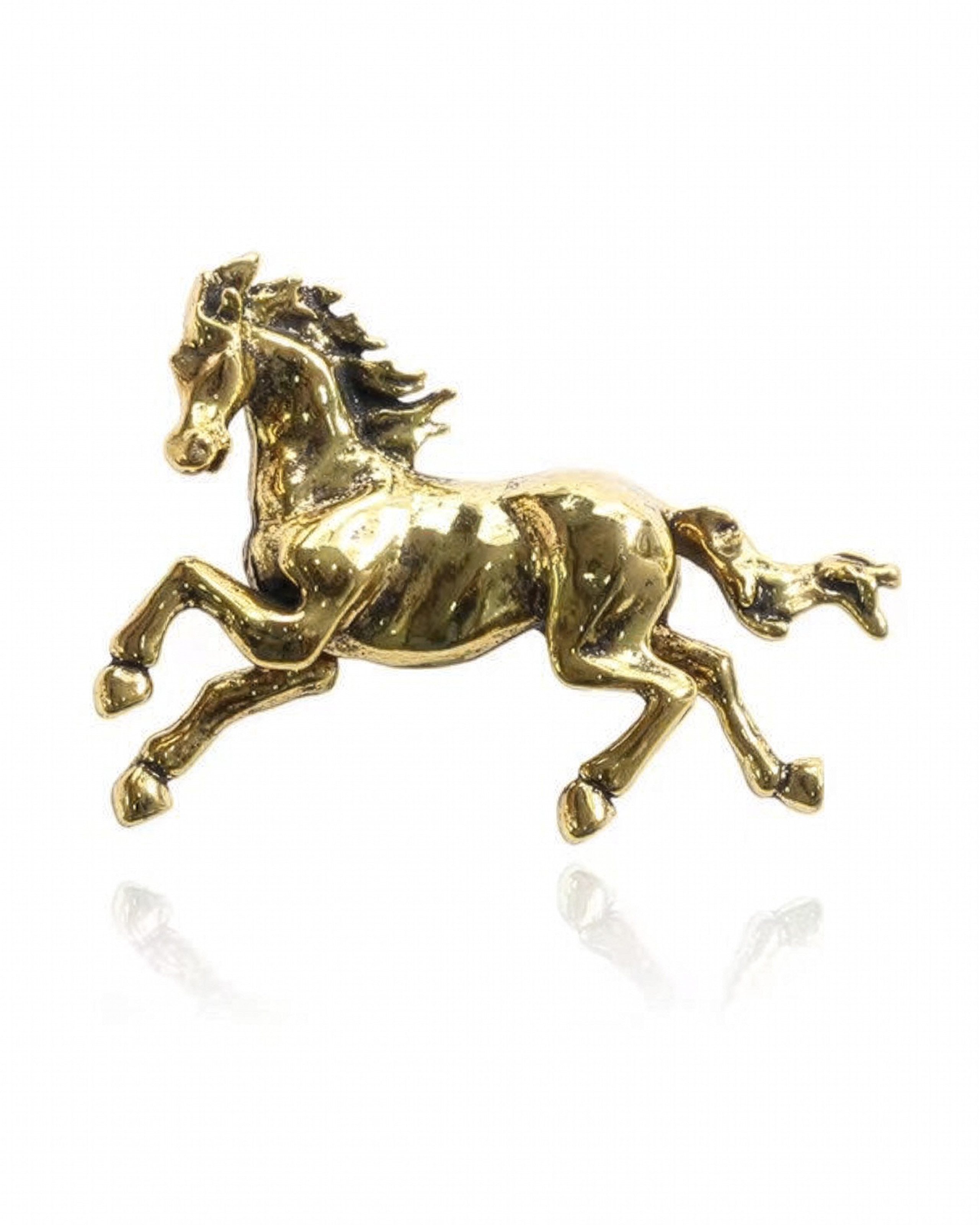 Brosche Pferdegallop goldfarben