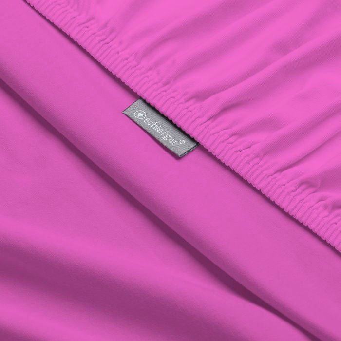 Mako-Jersey, Spannbettlaken (1 Baumwolle Mako-Jersey, Stück), Schlafgut, rundum, Gummizug: aus pink