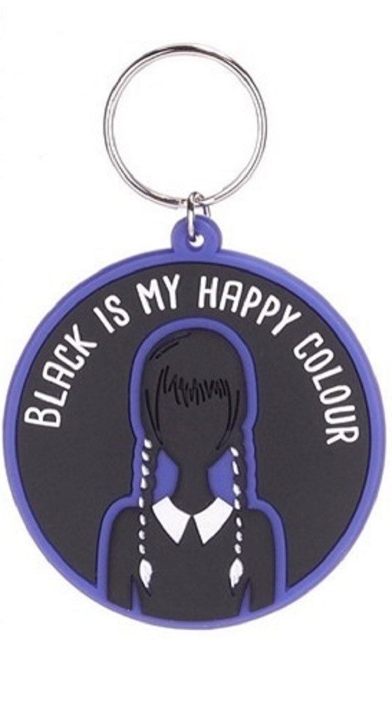 Schlüsselanhänger Schlüsselanhänger 6cm Kinder Anhänger keychain Wednesday Rund schwarz