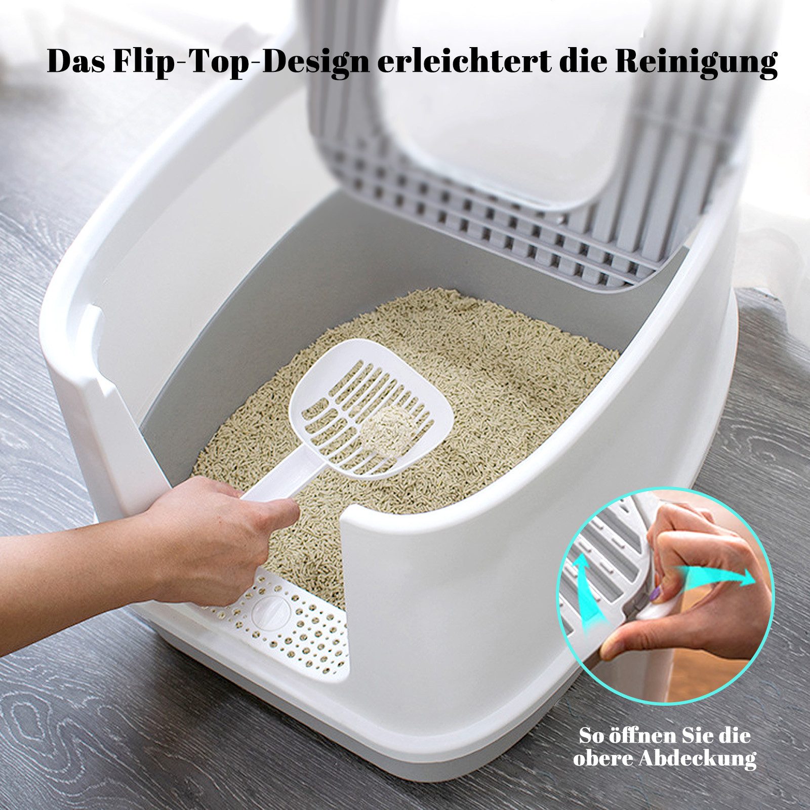 CALIYO Katzentoilette Katzenklo mit Schaufel Deckel inkl Schaufel Aktivkohlefilter