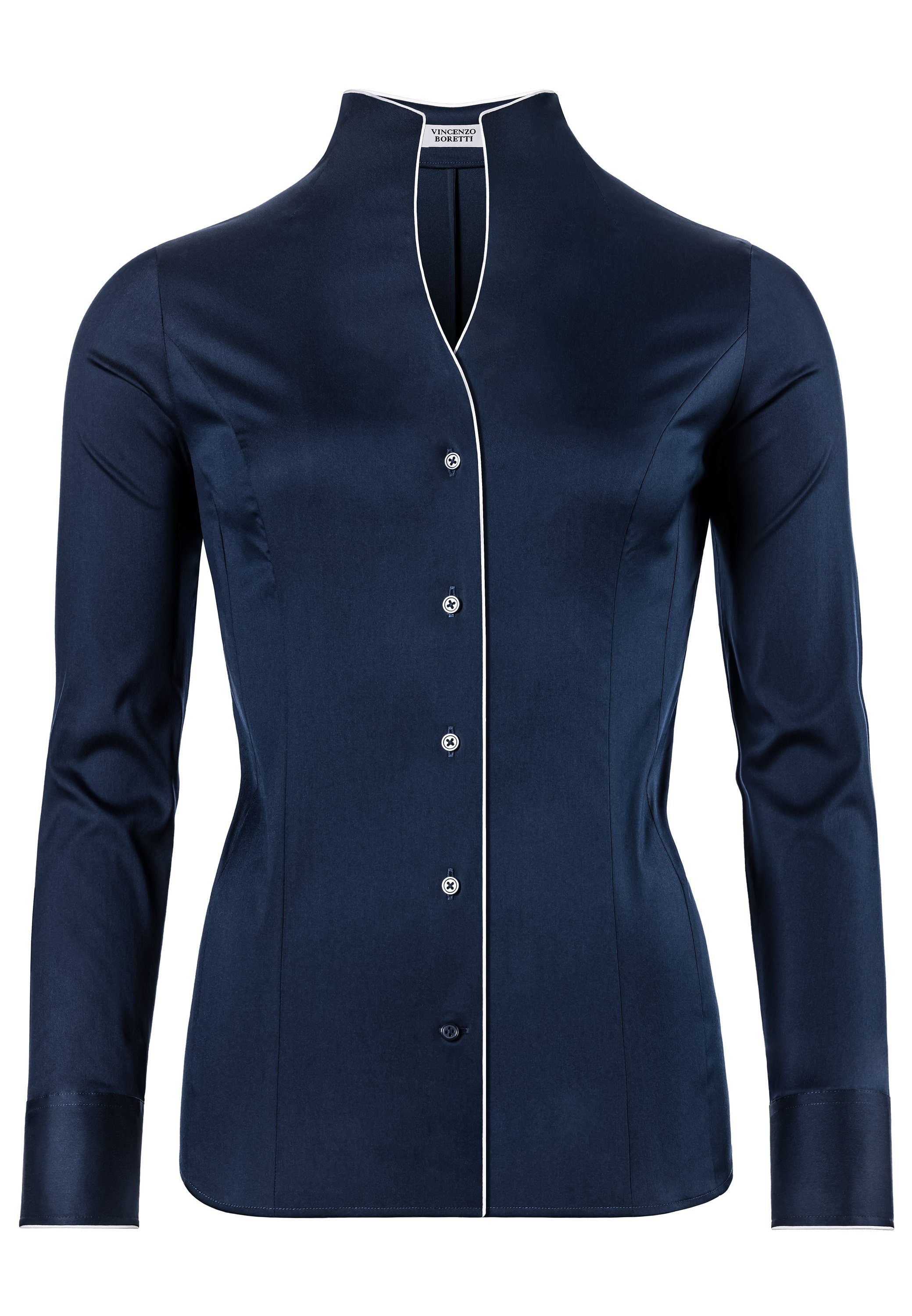 Klassische Bluse tailliert stretch Kelchkragen