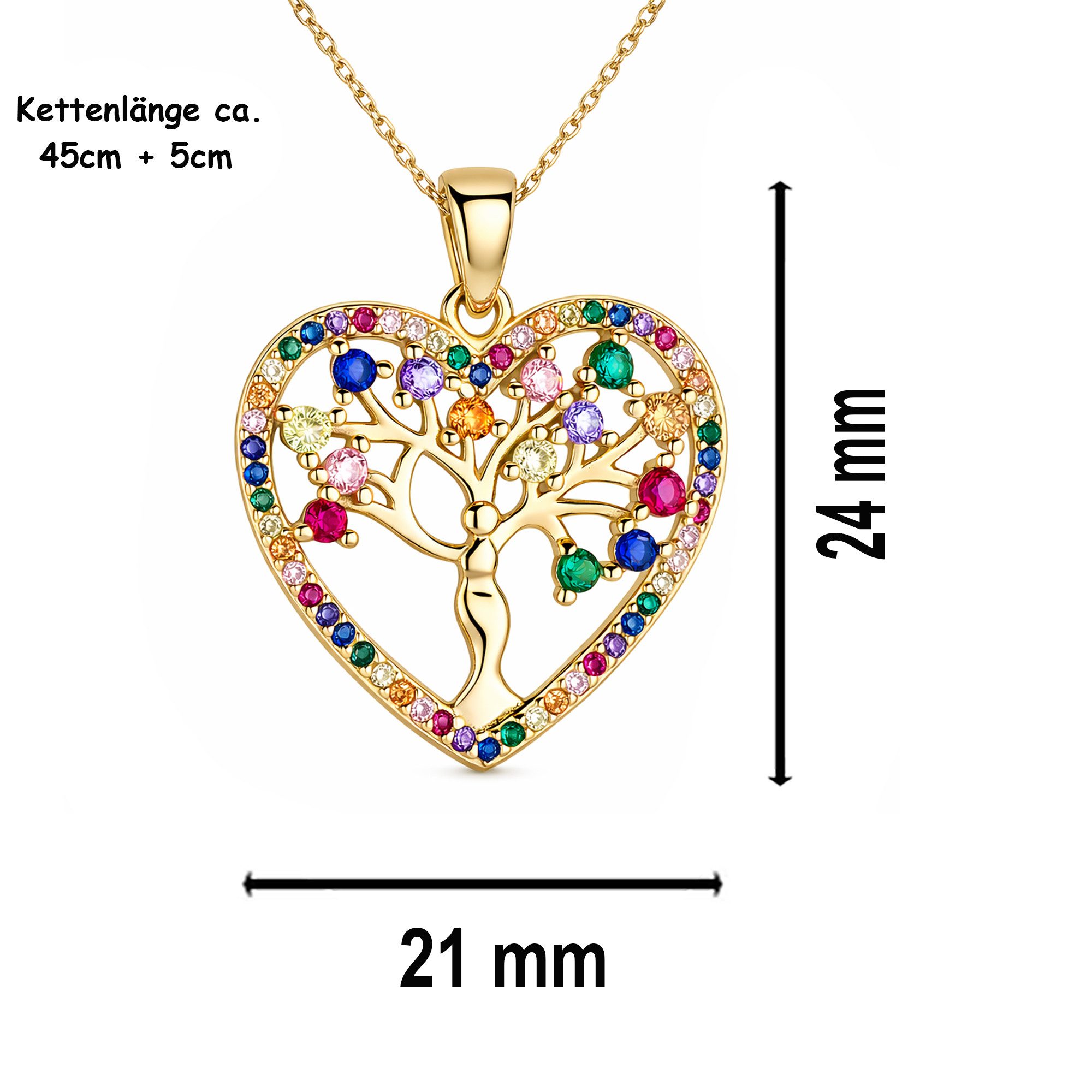 Limana Herzkette Lebensbaum Kette Damen Schmuck Herz Kette 925 Silber Geschenk Frau (Frauen Ehefrau Mutter Freundin inkl. Dose), Geburtstag Weihnachten Valentin – Bild 5 von 5