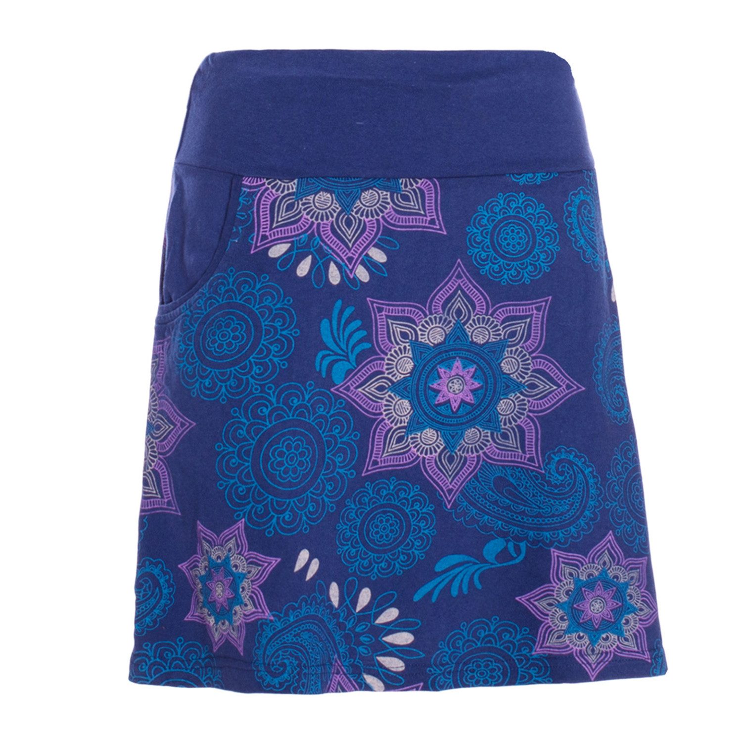 Vishes Minirock Damen Mini-Rock Baumwolle Blumen-Muster Drawstring-Bund mit Taschen Alternative Bekleidung, Ethno, Hippie, Retro Style