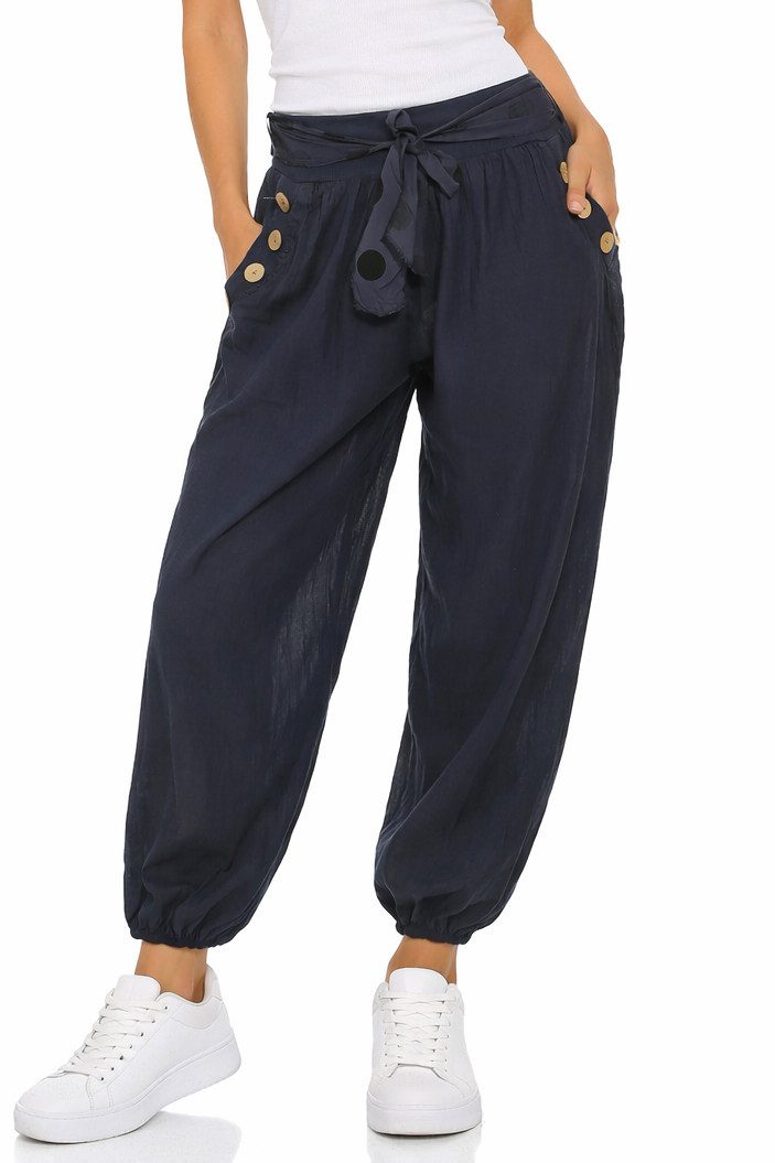 Mississhop Haremshose Leichte Baumwollhose einfarbige Hose Sommerhose Aladinhose M. 270 in Unifarbe