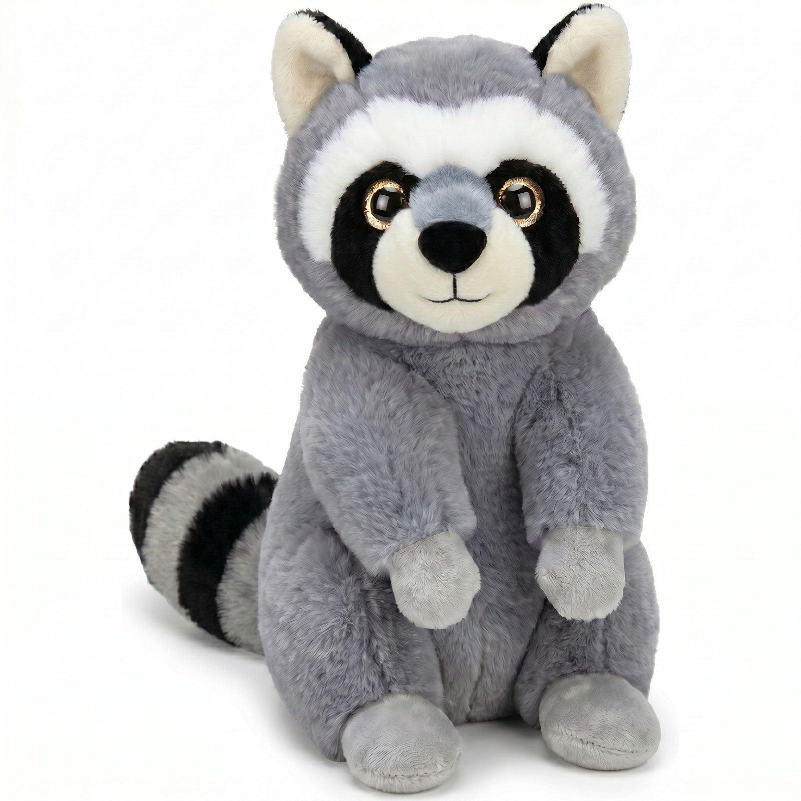 Kuscheltier Waschbär Plüschtier sitzend 27 cm – Kuscheltier mit Glitzeraugen (1-St), mit Glitzeraugen
