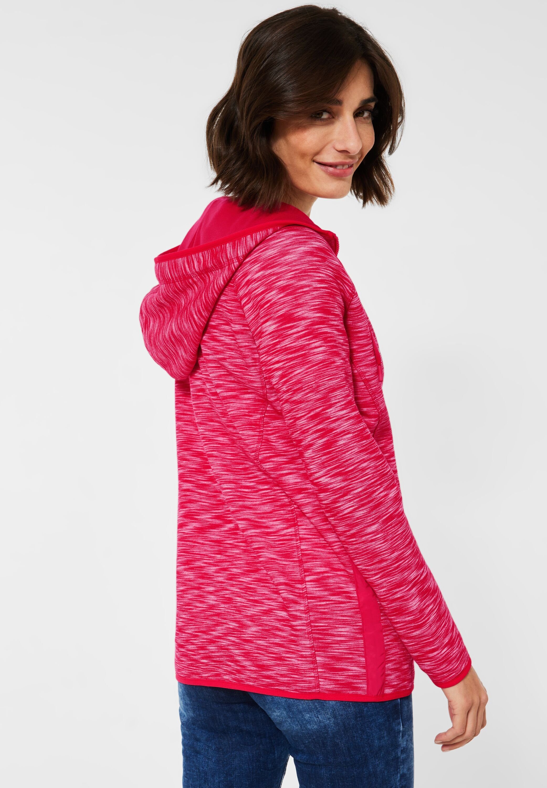 Kapuzensweatjacke Sweatshirtjacke in Taschen Kapuze mit Melange Pink Cecil Cecil (1-tlg)