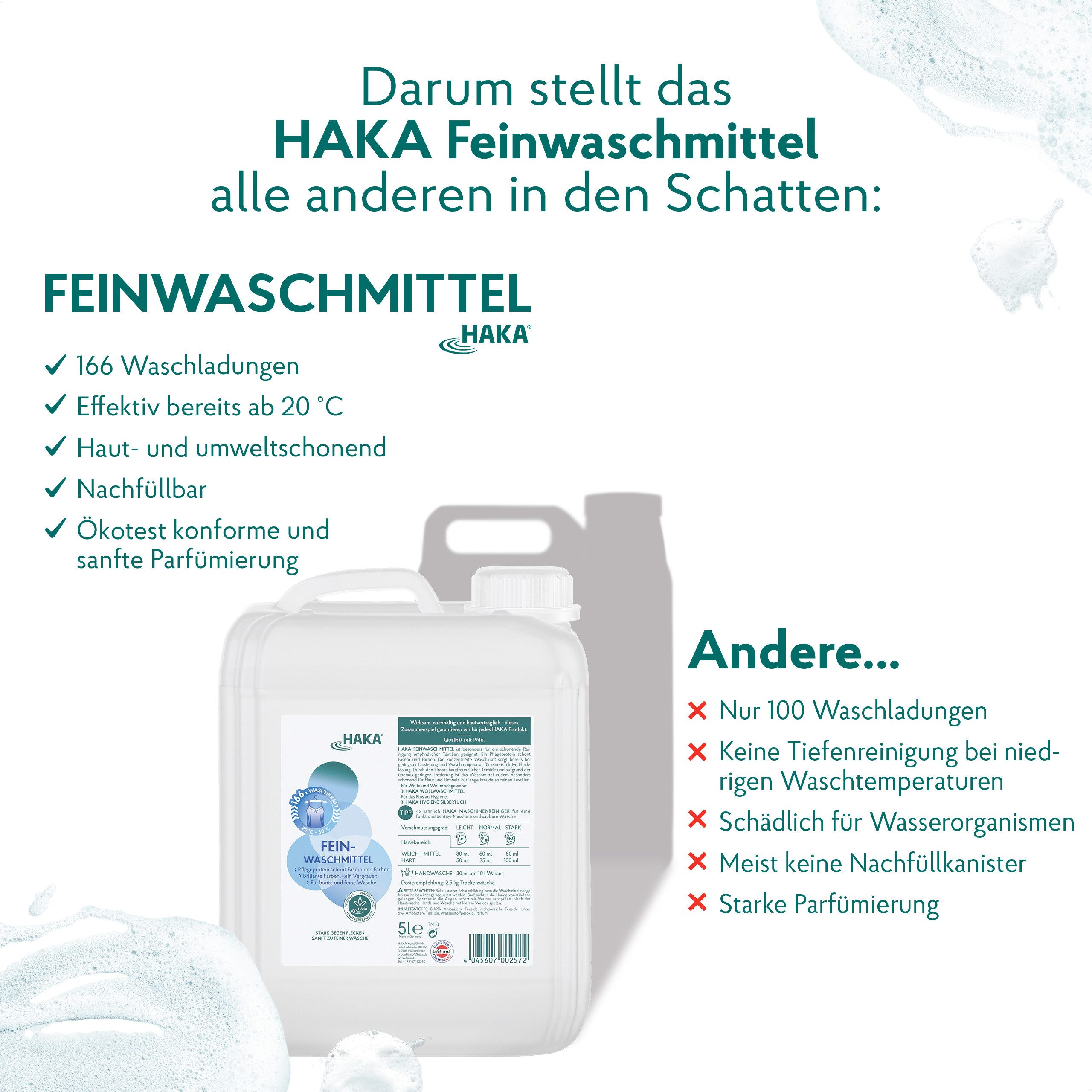 HAKA Feinwaschmittel Flüssig Nachfüller 5l Feinwaschmittel