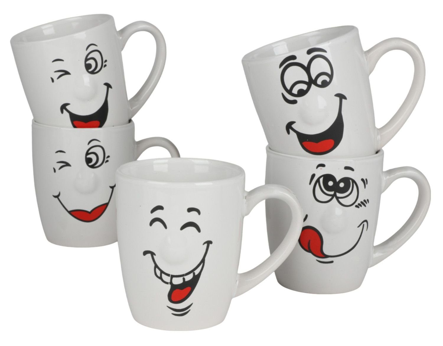 Tasse Kaffeebecher mit Smiley-Gesicht 300ml Kaffeetasse Kaffeepott Teetasse