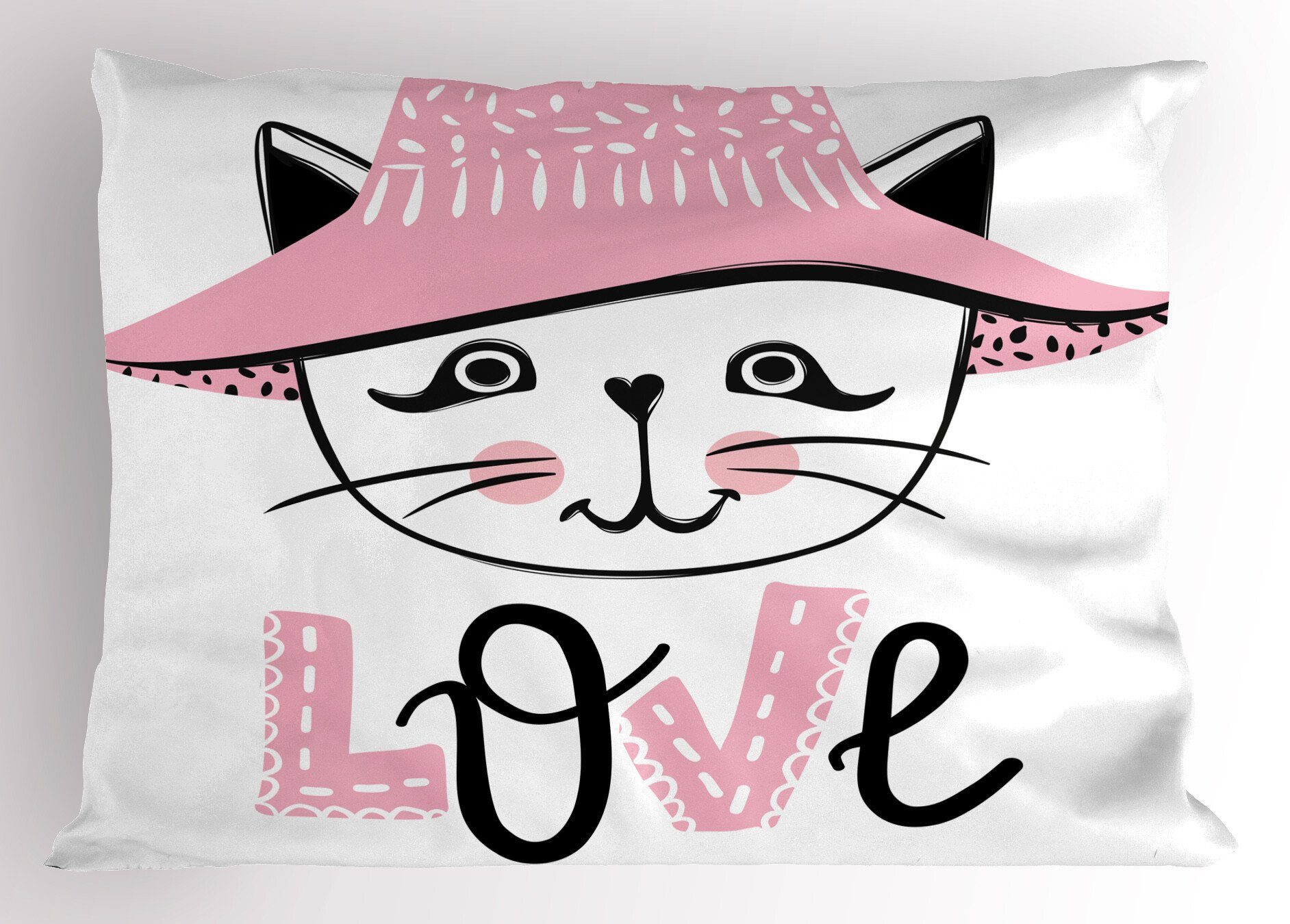Kissenbezüge Dekorativer Standard King Size Gedruckter Kissenbezug, Abakuhaus (1 Stück), Süße Katze Kätzchen in einem Feminine Hut