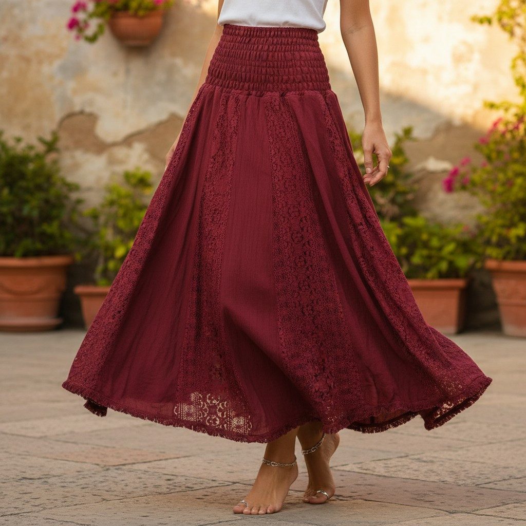 Guru-Shop Minirock Boho Spitzen Maxirock, Flamenco Rock, weiter.. alternati günstig online kaufen