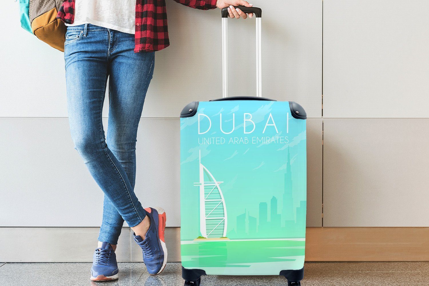 Emirate, Illustration Dubai, Vereinigte Ferien, Trolley, Handgepäck Reisetasche Arabische der Reisekoffer mit rollen, für Handgepäckkoffer Rollen, Stadt MuchoWow 4