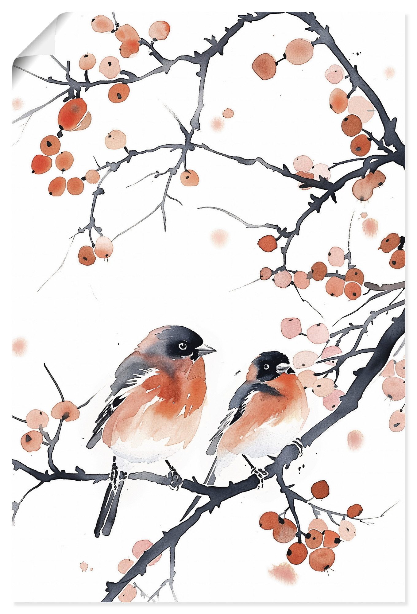 Artland Wandbild Aquarell Gimpel, Vogelbilder (1 St), als Alubild, Leinwandbild, Poster, Wandaufkleber in verschied. Größen