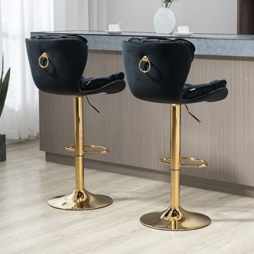 Ulife Barhocker Barstühle mit goldenen Metallbeine, drehbar (Set, 2 St), höhenverstellbar