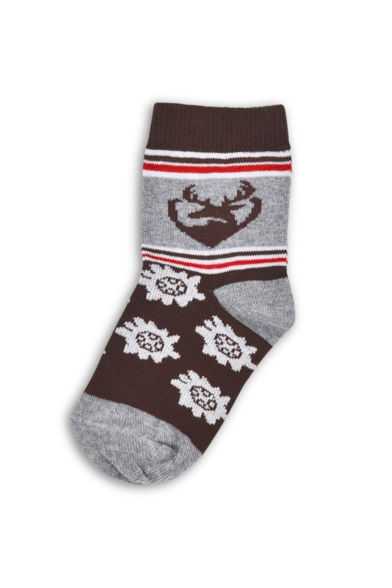 BONDI Trachtenkleid Trachten Baby Socken - HIRSCHL - grau/braun