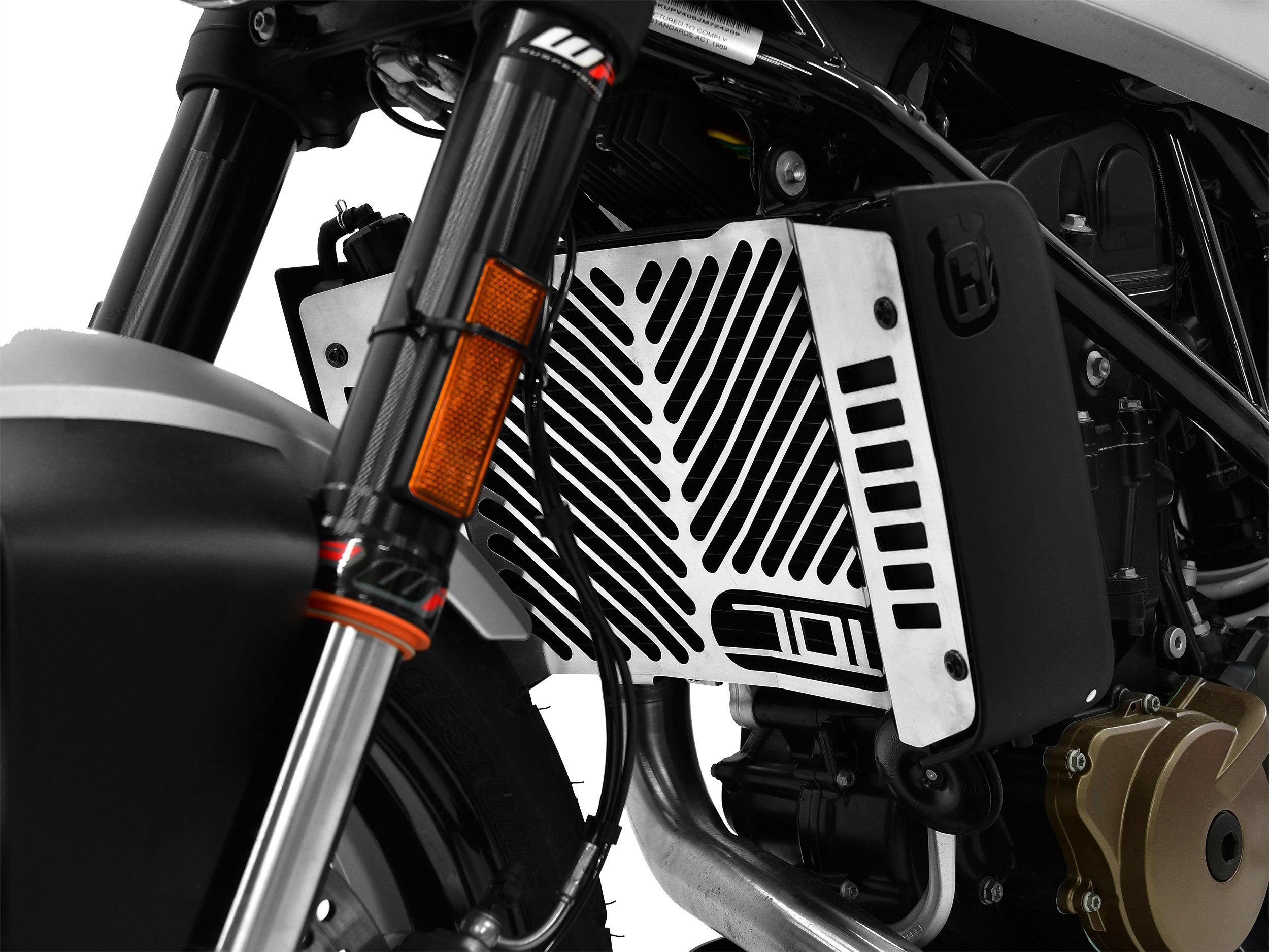 ZIEGER Motorrad-Additiv Kühlerabdeckung für silber, Husqvarna 701 Motorradkühlerabdeckung Logo Vitpilen