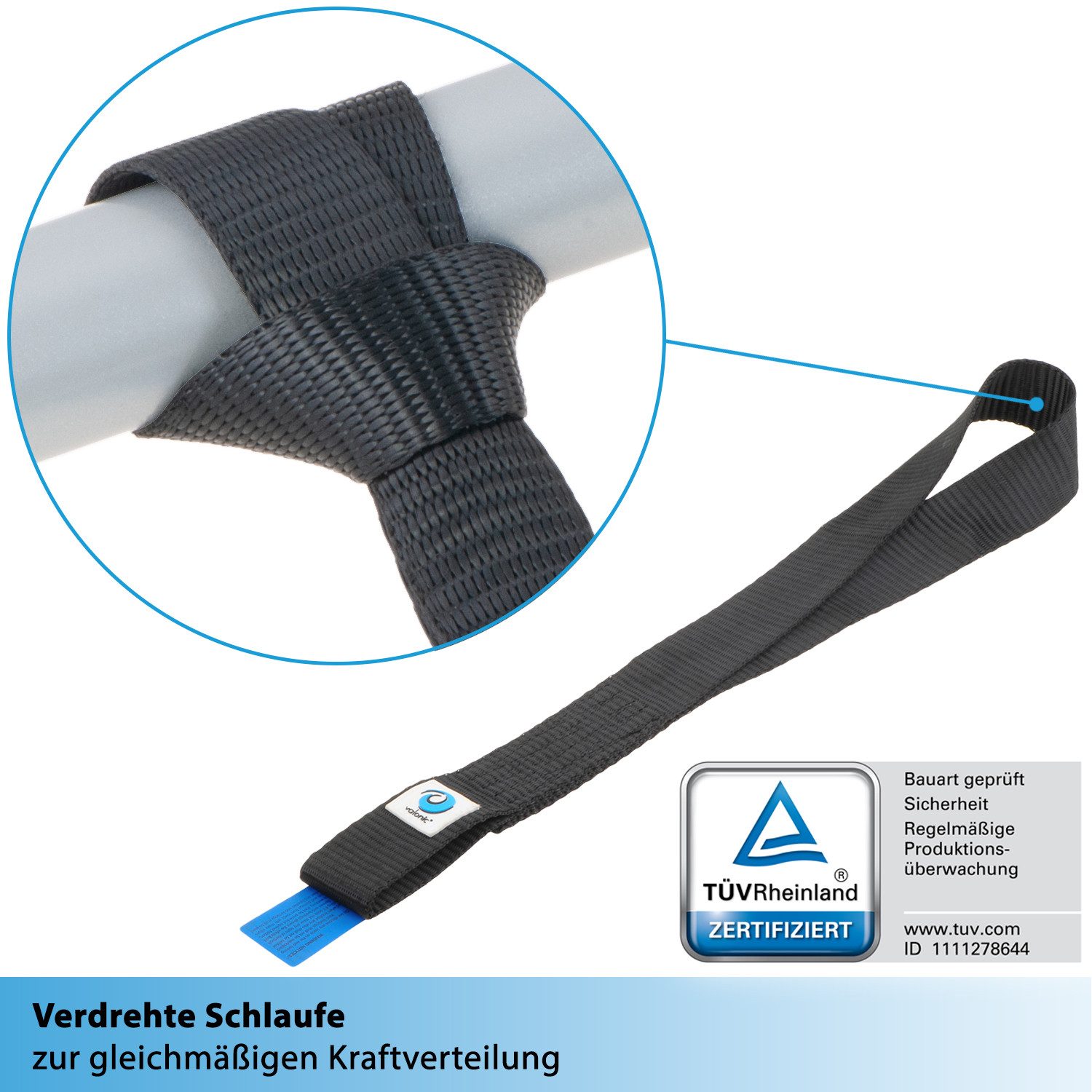valonic Spanngurt valonic CONDOR Zurrschlaufen 1750 kg 2 x 45cm Motorrad Quad ATV (2er Set, 2er Pack Zurrschlaufen 45cm, 1750Kg) extra starke Rundschlingen, Bandschlingen, Doppelschlaufen