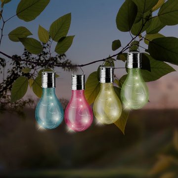 Lumineo LED Solarleuchte, Solar Gartenleuchten LED Glühbirnen Kunststoff 8x14cm bunt 16er Set