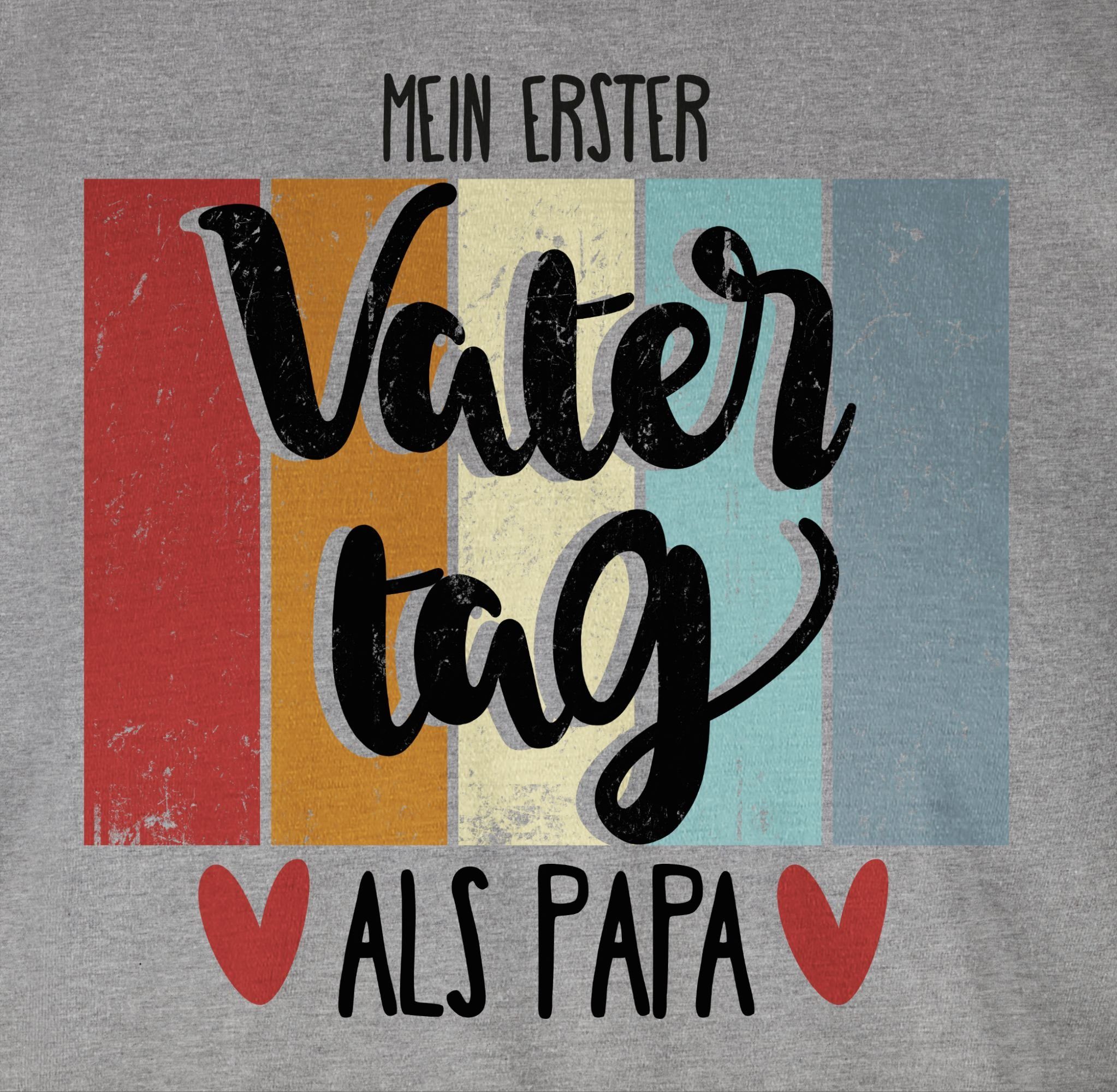 als 3 Mein Vatertag Grau T-Shirt Papa Vatertag für Shirtracer Geschenk meliert erster Papa