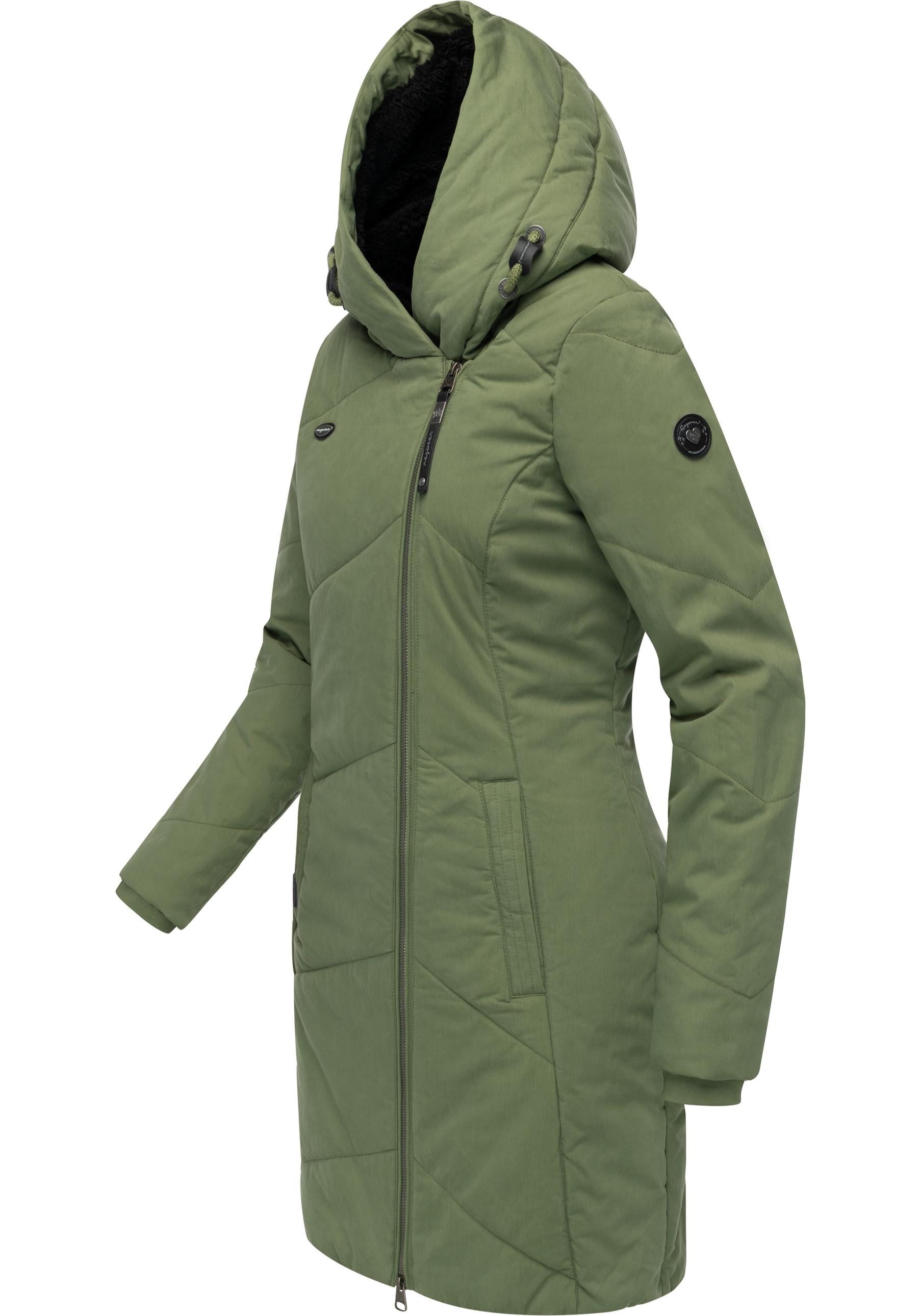 Ragwear Wintermantel Gordon Long gesteppter Winterparka mit asymmetrischem Kragen