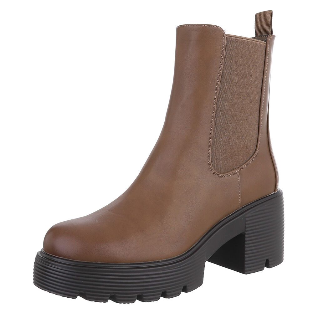 Ital-Design Modische Chelsea-Boots mit Blockabsatz für Damen Plateaustiefel günstig online kaufen