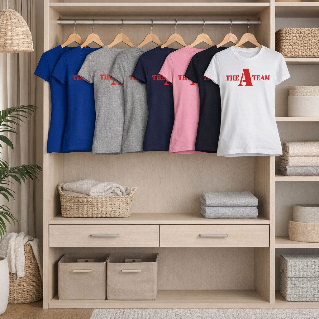 Blondie & Brownie T-Shirt Damen A Team Logo Print Van Bus Murdock Hannibal Serie Damen A Team Logo Print Van Bus T-Shirt Serie Fan Casual