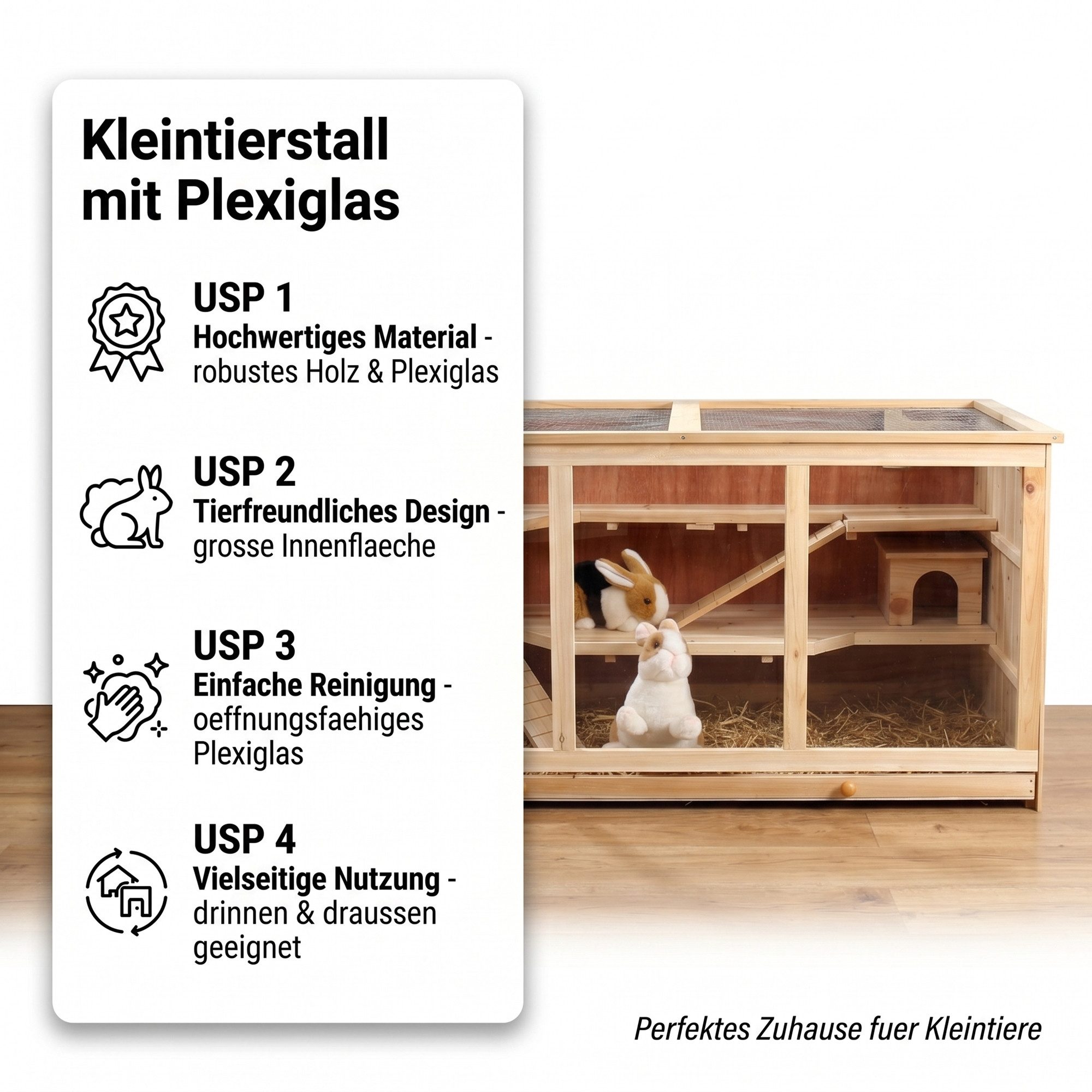Mucola Kleintierkäfig Kleintierkäfig Nagerkäfig Hamsterkäfig Mäusekäfig Rattenkäfig Holz, drei Stockwerken