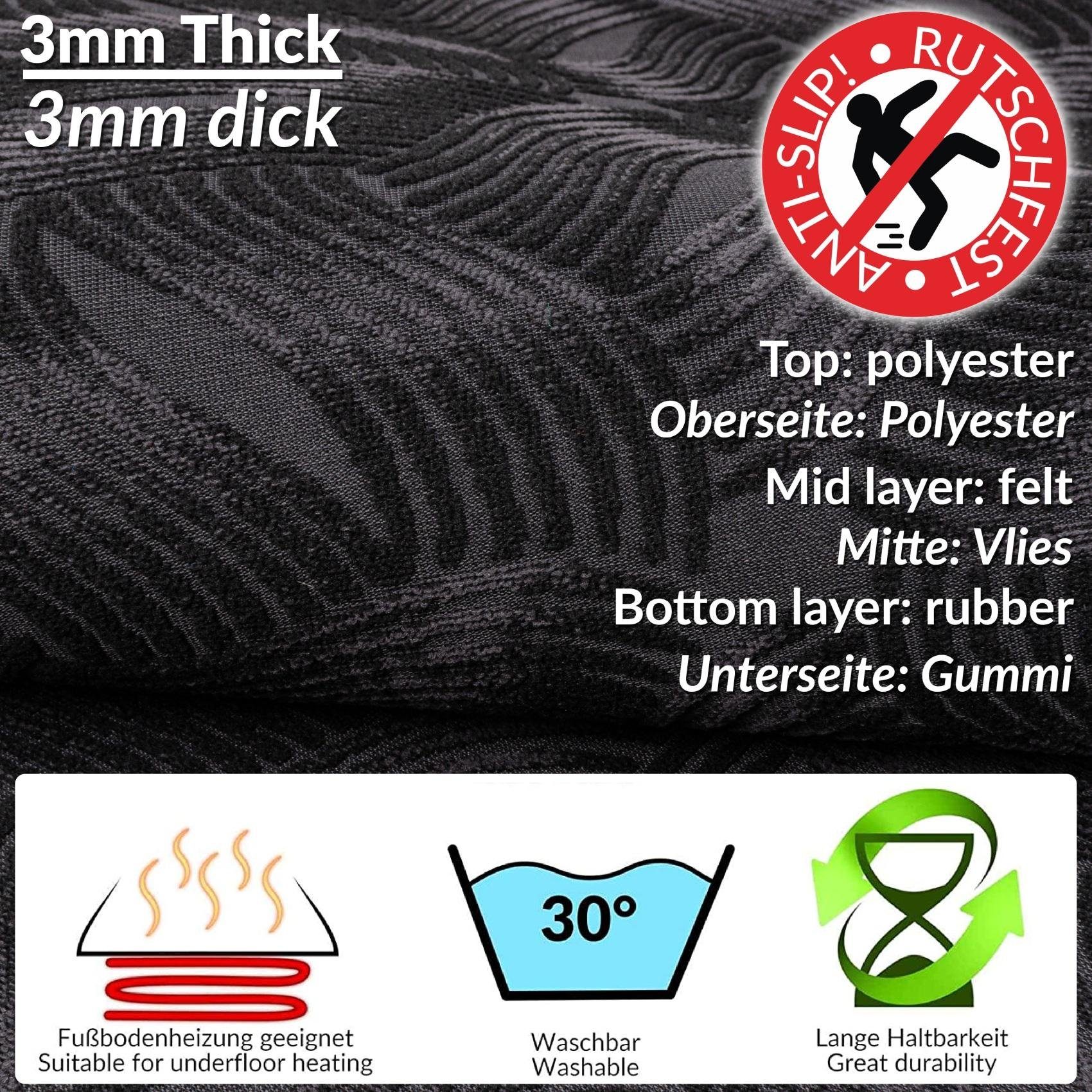 mm, Höhe: Teppichläufer Premium 3 Textil, Flurläufer ANRO, Velour Rechteckig, JULIANNA Küchenläufer