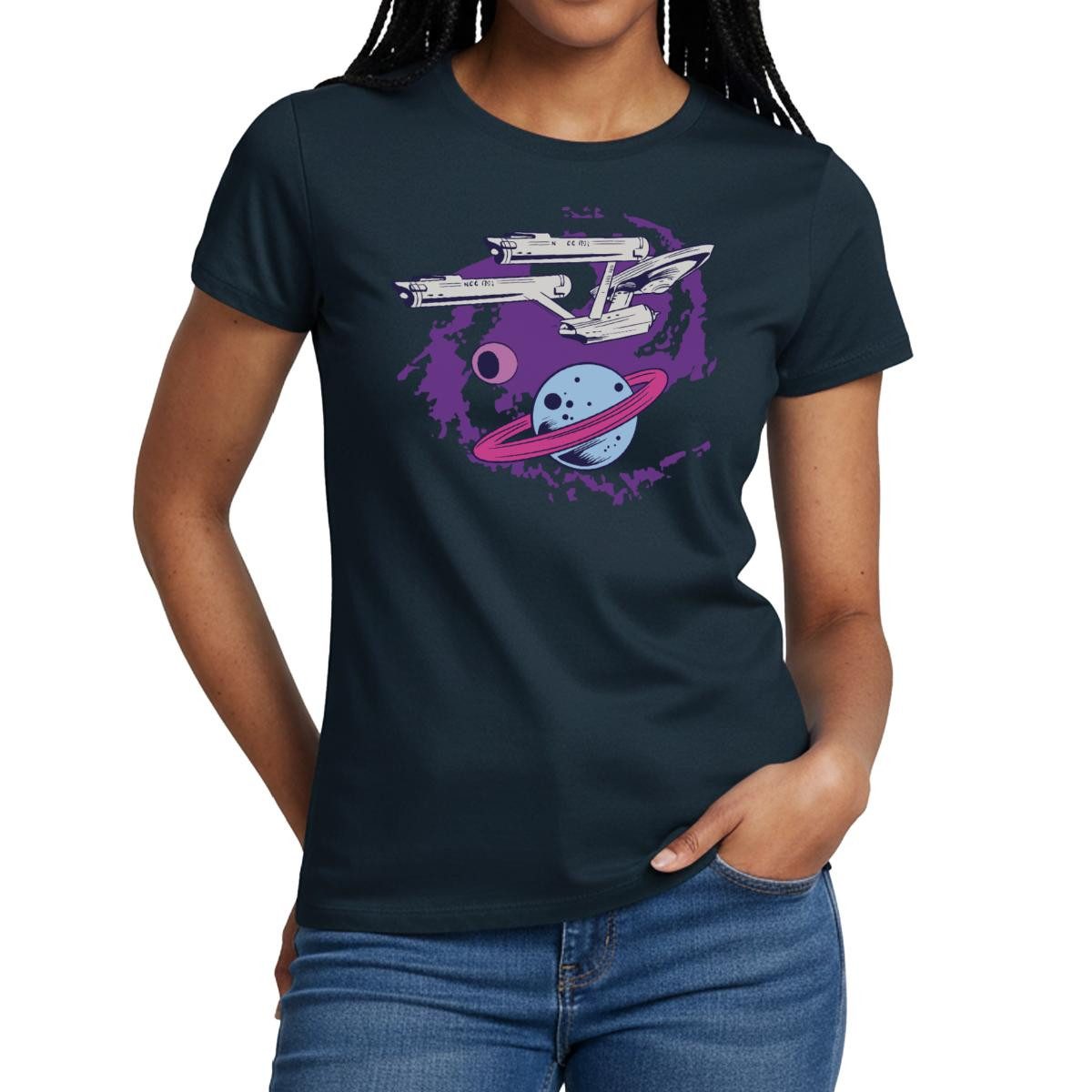 Spreadshirt T-Shirt Star Trek The Original Series Enterprise Planet Frauen T-Shirt (1-tlg)