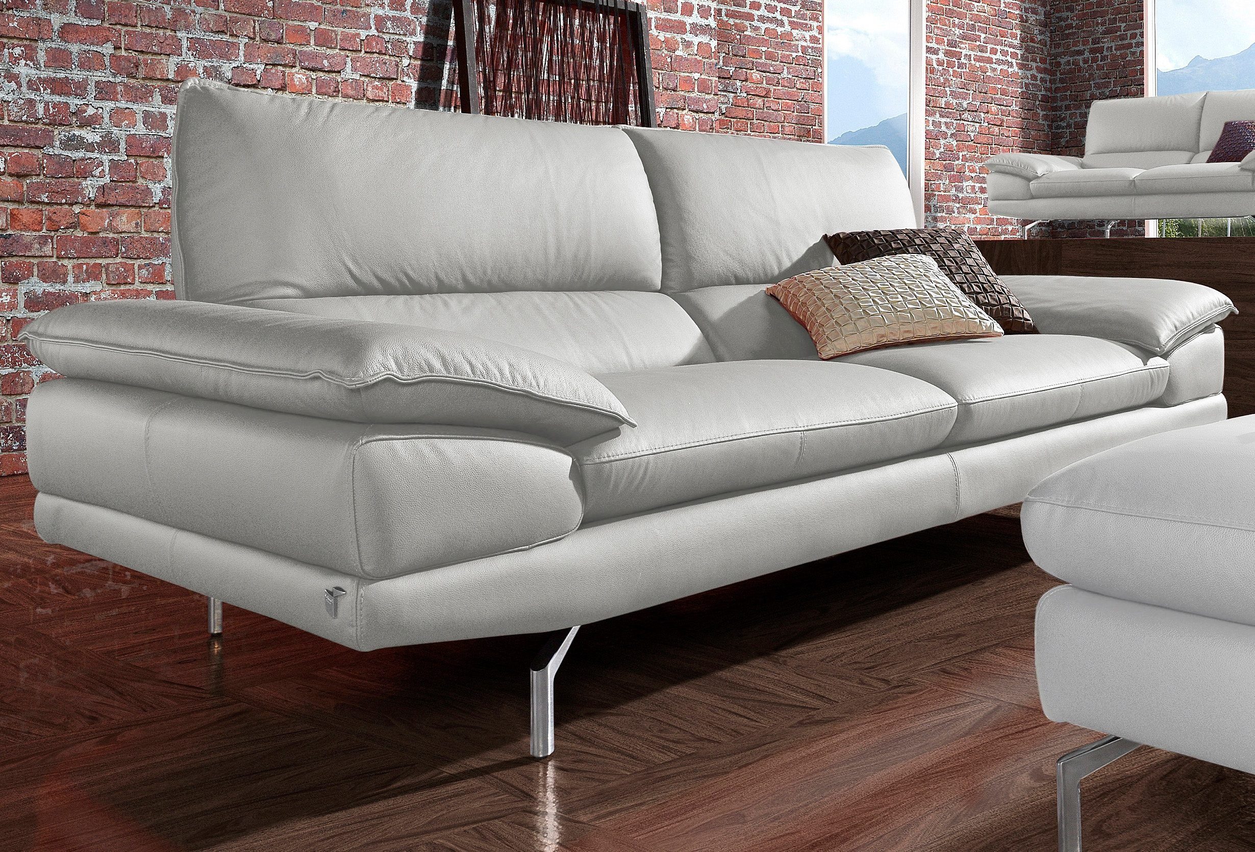 CALIA ITALIA 3-Sitzer Dave, italienisches Design, erstklassiger Sitzkomfort, Breite 221cm, in zwei Lederqualitäten und toller Detailverarbeitung