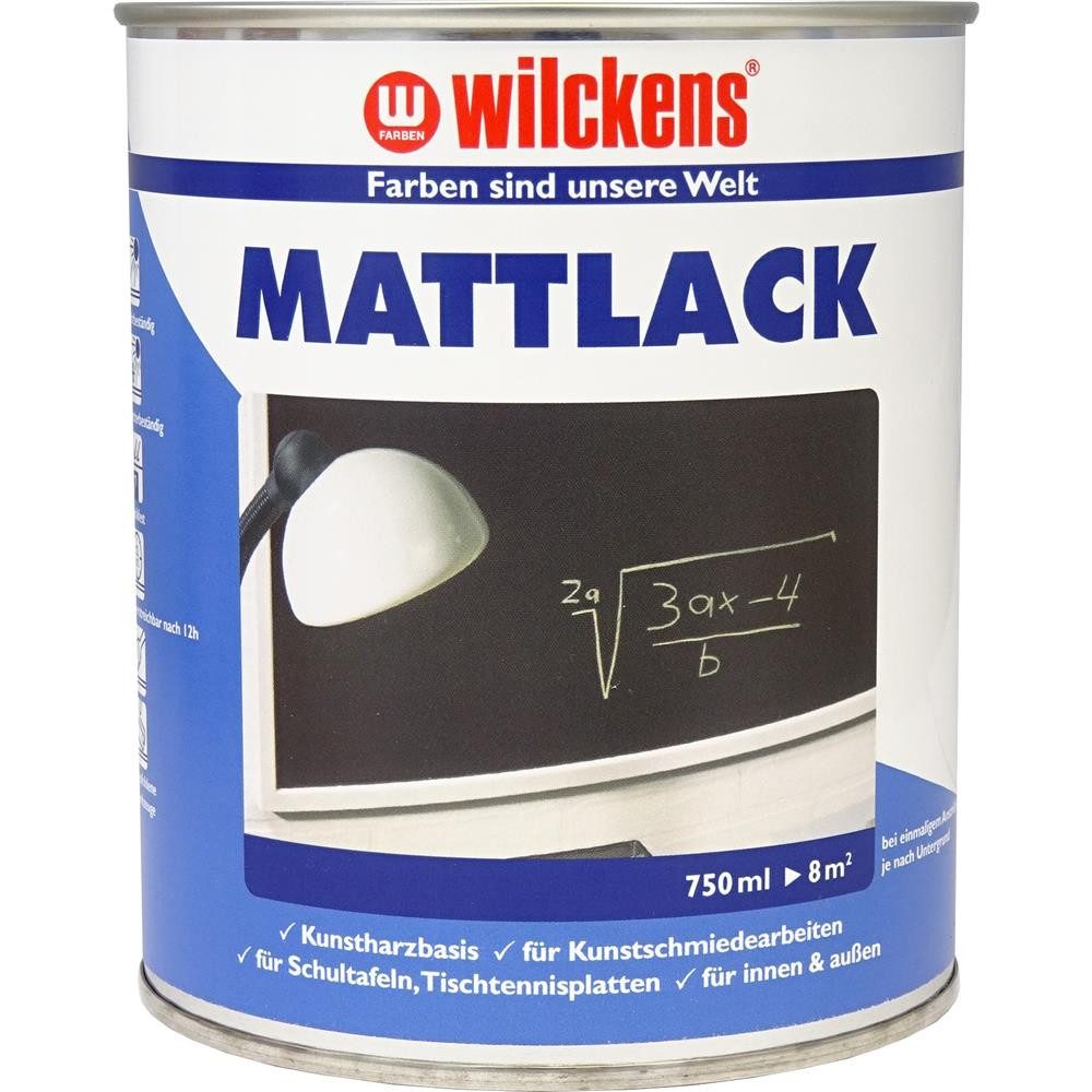 Wilckens Farben Kunstharzlack Mattlack Tiefschwarz (RAL 9005), 750 ml, für den Innen- und Außenbereich