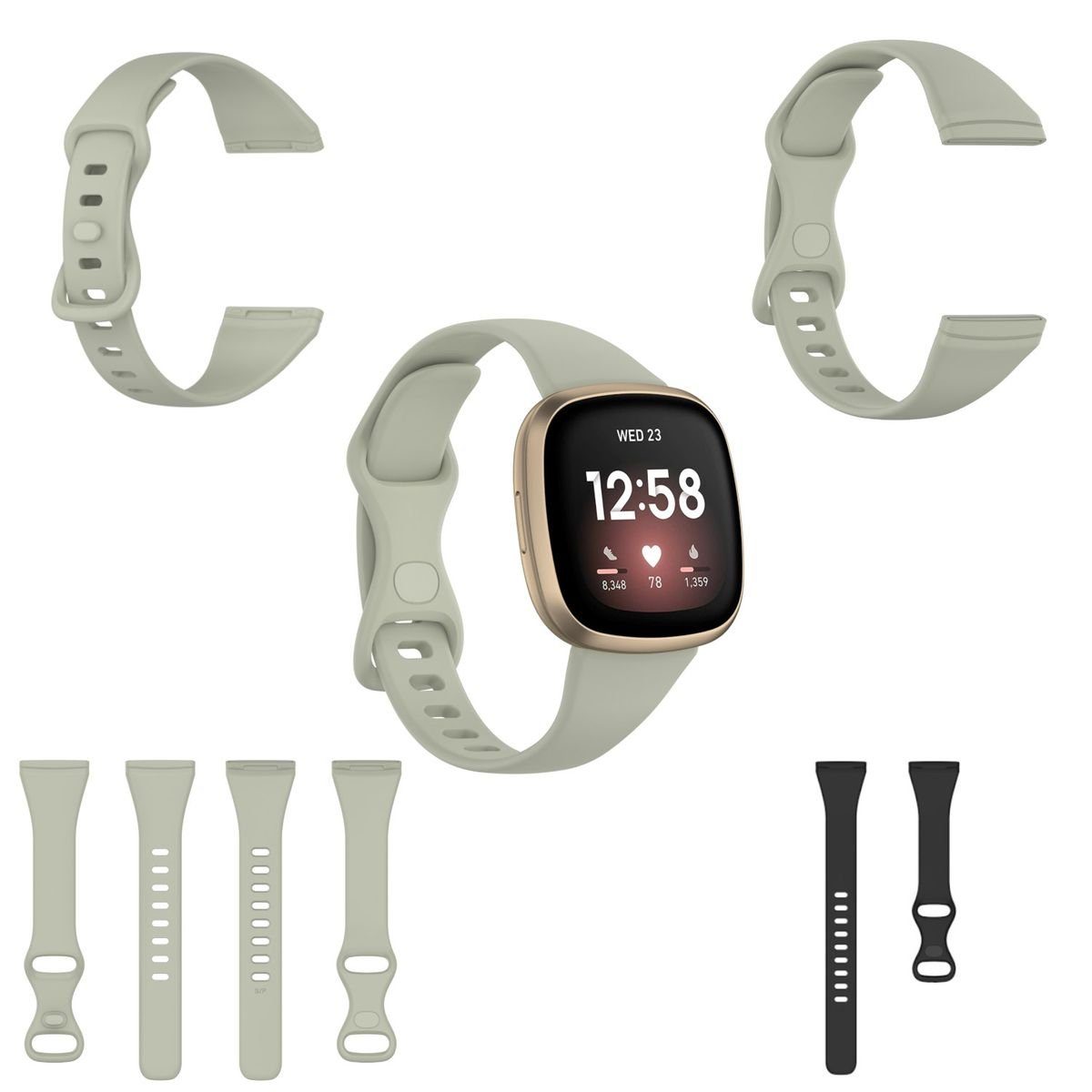 Kunststoff Grau Versa L Silikon Uhr Smartwatch-Armband / / Für Männer Sense 3 Wigento Armband 4 Fitbit für Größe Versa / /