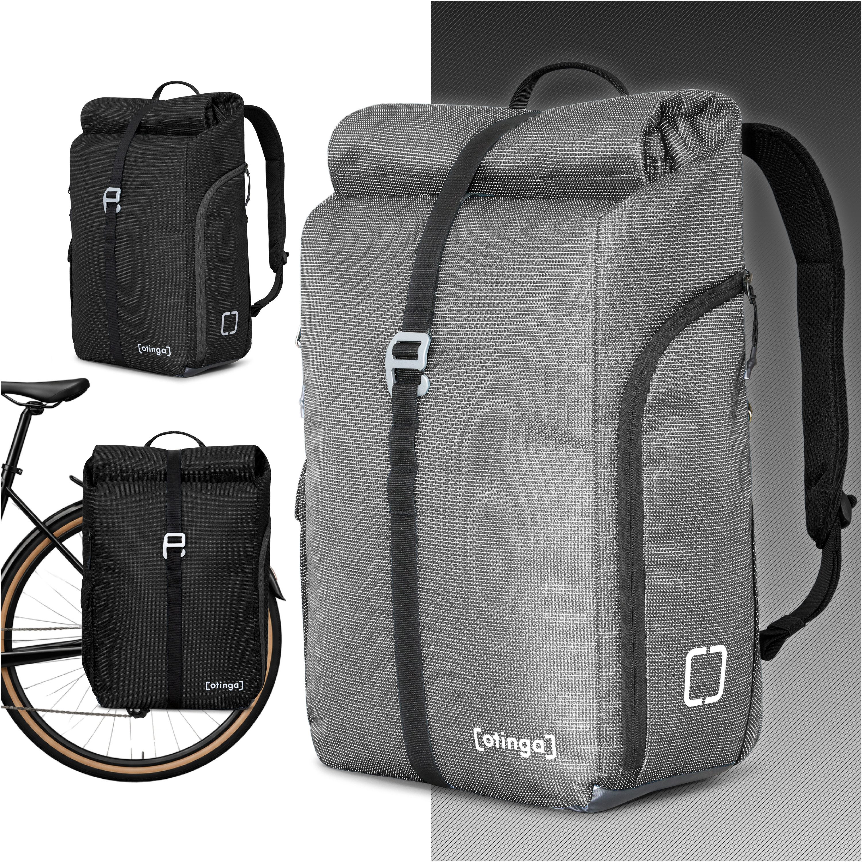 otinga Fahrradtasche Flip V3 Fahrradtasche Rucksack Wasserdicht Gepäckträgerhalterung, 34L Gepäckträgertasche mit Rucksack, Radtasche, in 3 Sekunden umgebaut