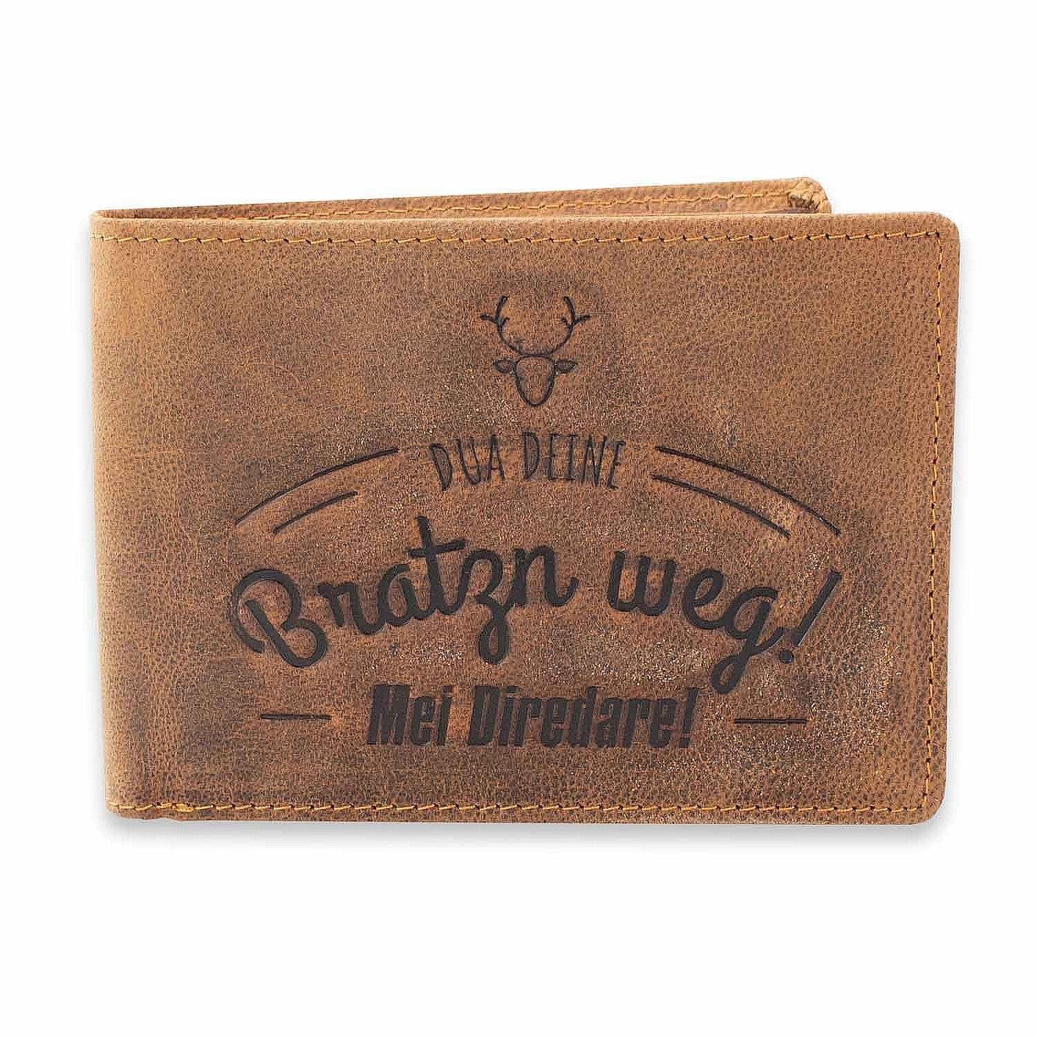 Bavariashop Geldbörse Geldbeutel "Bratzn weg" • Leder Geldbörse Herren günstig online kaufen