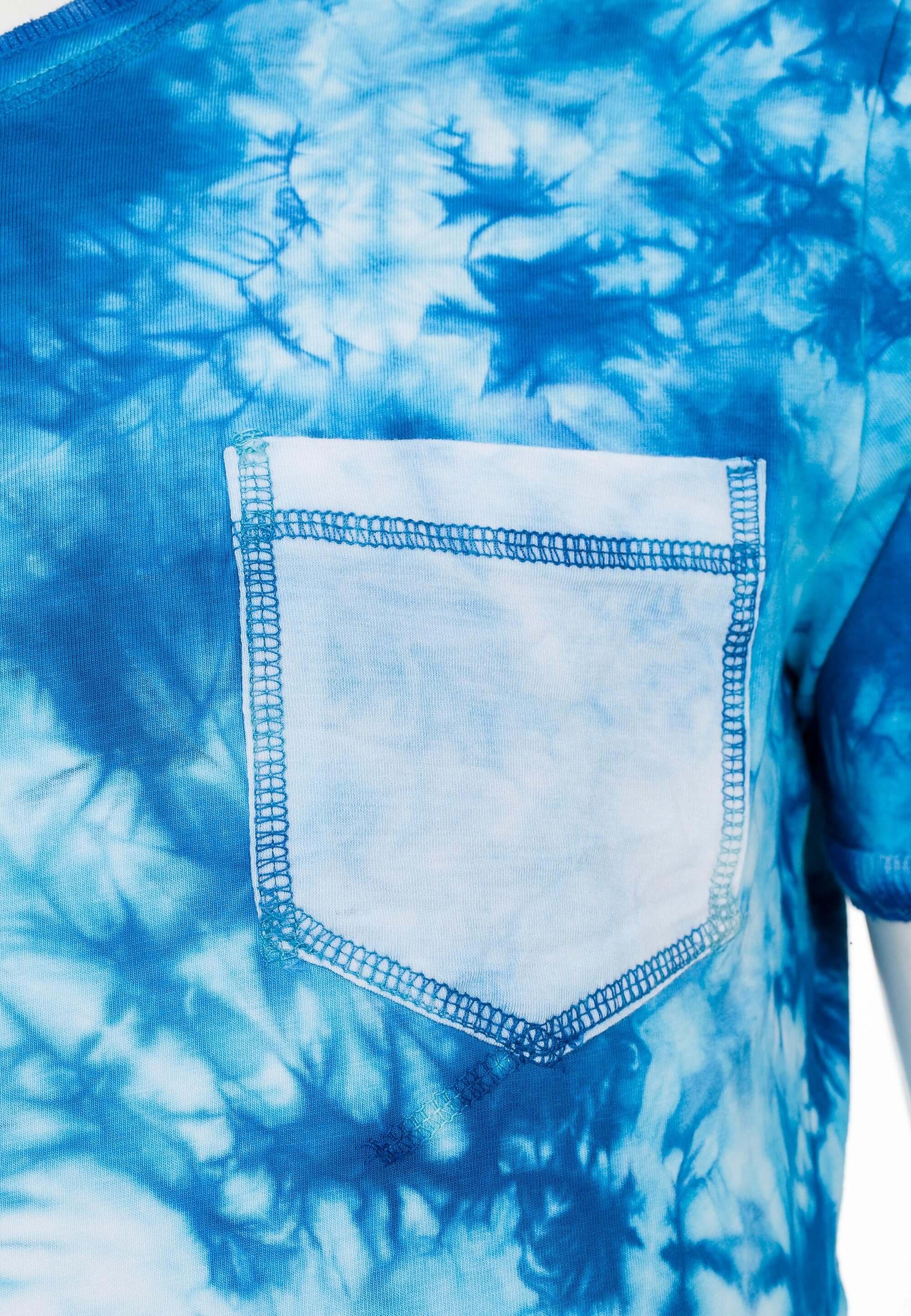 Cipo & Baxx T-Shirt blau-weiß mit Waschung Batik