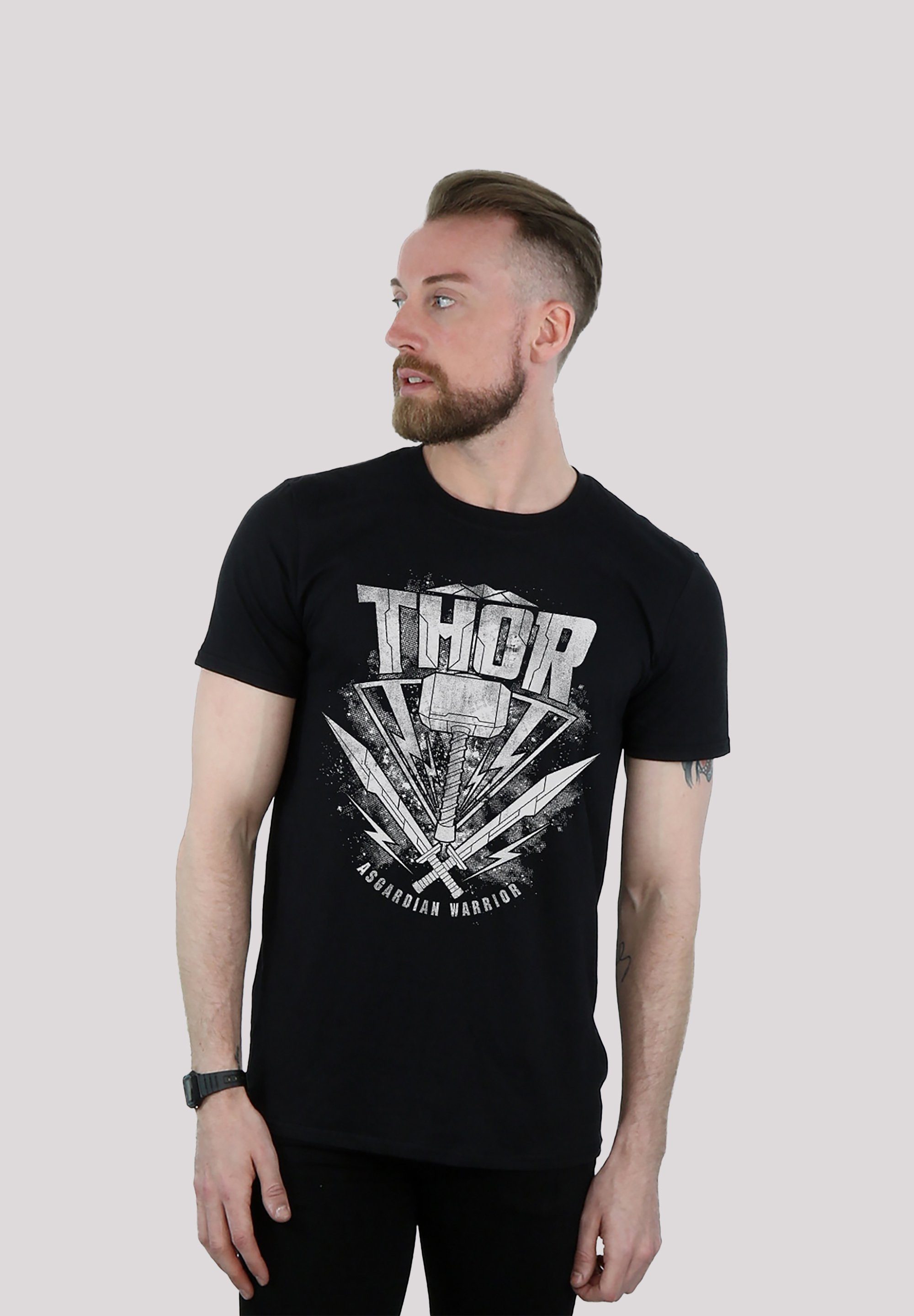 F4NT4STIC T-Shirt Marvel Thor Ragnarok Thor Doppelnähte am am Print, Hammer Logo Hals Rippbündchen und Saum