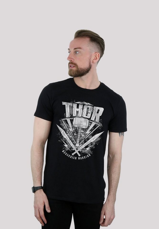F4NT4STIC T-Shirt Marvel Thor Ragnarok Thor Hammer Logo Print, Rippbündchen  am Hals und Doppelnähte am Saum