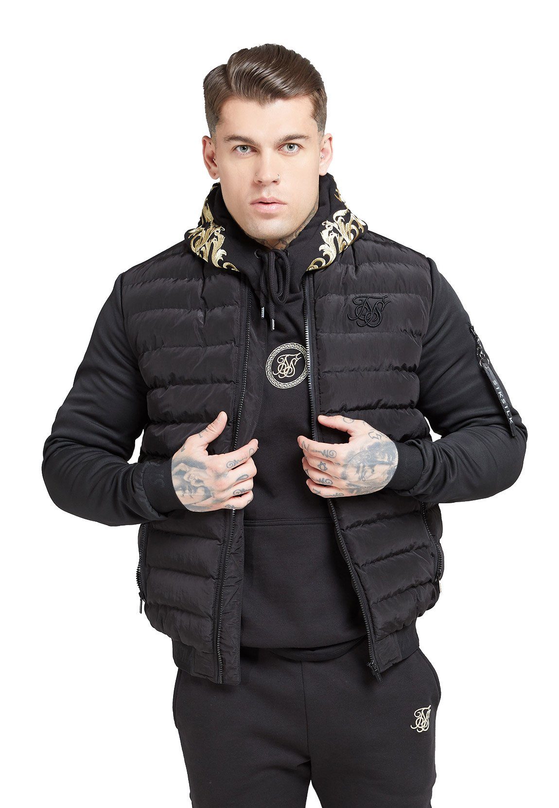 Siksilk Kurzjacke SikSilk Jacke Herren STORM BUBBLR JACKET SS-15676 Black