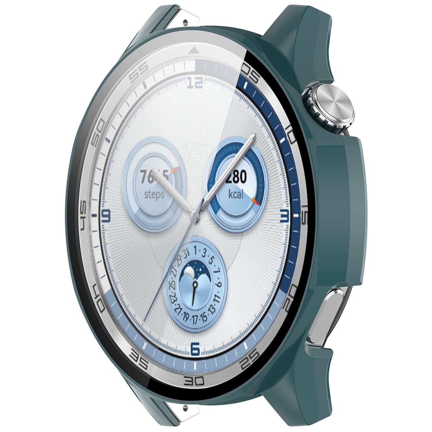 Wigento Smartwatch-Hülle Für Huawei Watch GT 5 46mm Kunststoff PC Hülle + H9 Hart Glas Grün, Schutzhülle aus PC + Hart Glas für Rundumschutz
