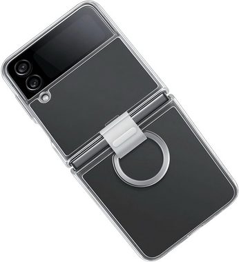 CULTZEN Handyhülle Hülle Schutzhülle Ringhalterung Samsung Galaxy Z Flip 4 Transparent Faltbares Smartphone, Robuste Hülle, Elegant Design, Polykarbonat, Hochwertiger Schutz, Ultraleichte Abdeckung, Transparente Schutzhülle, Kabelloses Laden, Premium Material, Zubehör