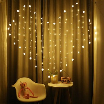 Sunicol LED-Lichterkette LED-Lichterkette, herzförmig,Twinkle Lights, USB-betrieben, für Party, 1.5x2m, 8 Modi, wasserdicht