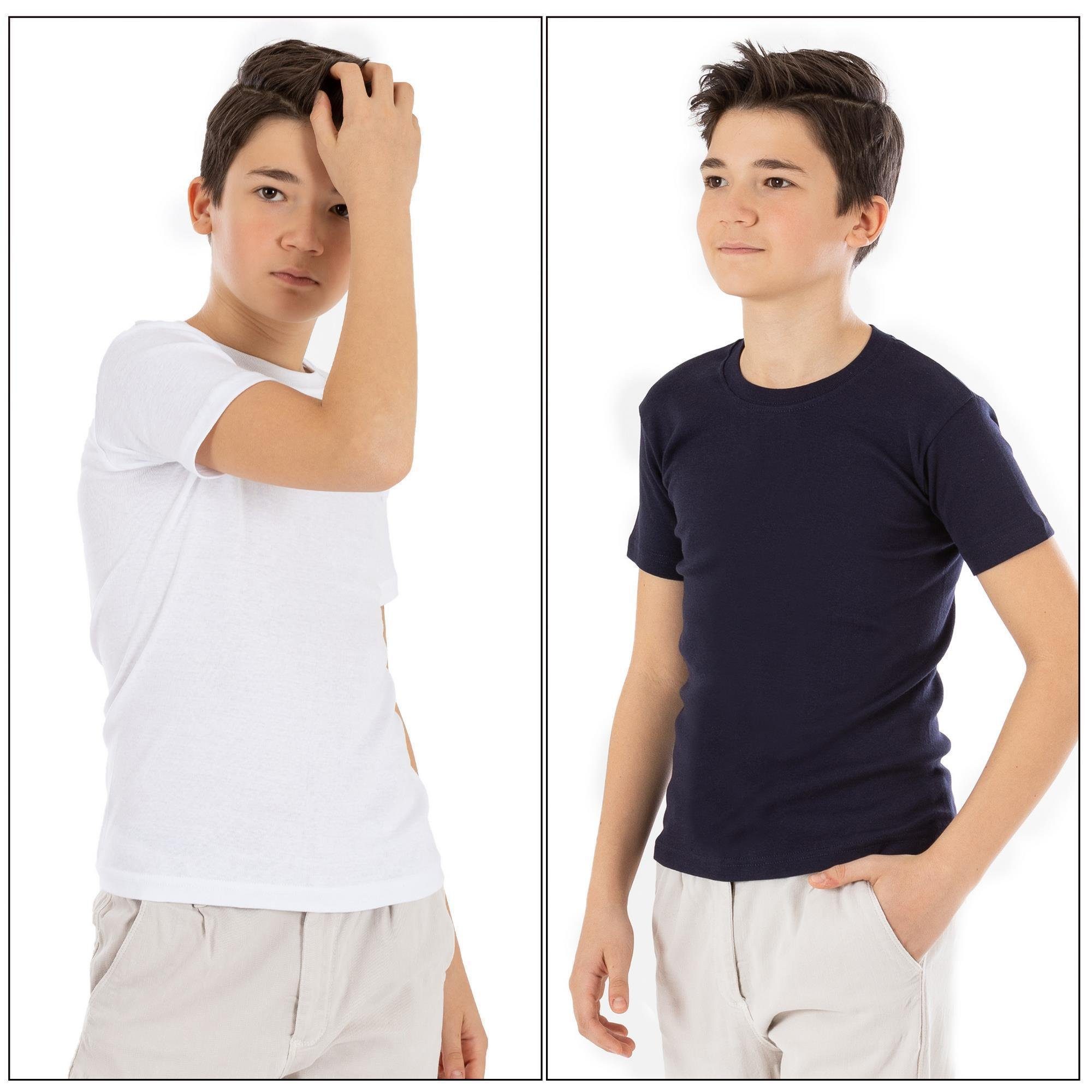 Unterhemd (Spar-Packung, 100% Kurzarm Unterhemd Mix LOREZA T-Shirt - 5-St) Shirt Jungen Baumwolle 5 Mädchen &