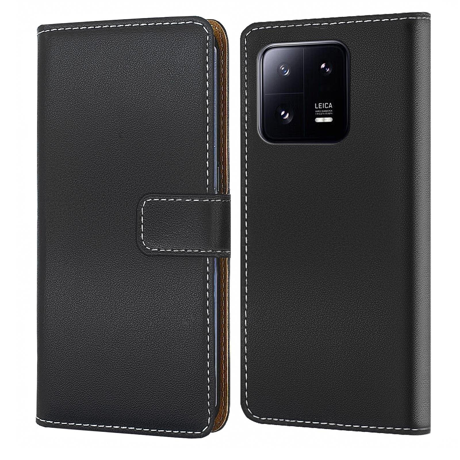 Numerva Handyhülle Bookstyle Etui Handytasche für Xiaomi 13, Schutzhülle Klapphülle Flip Cover Schwarz