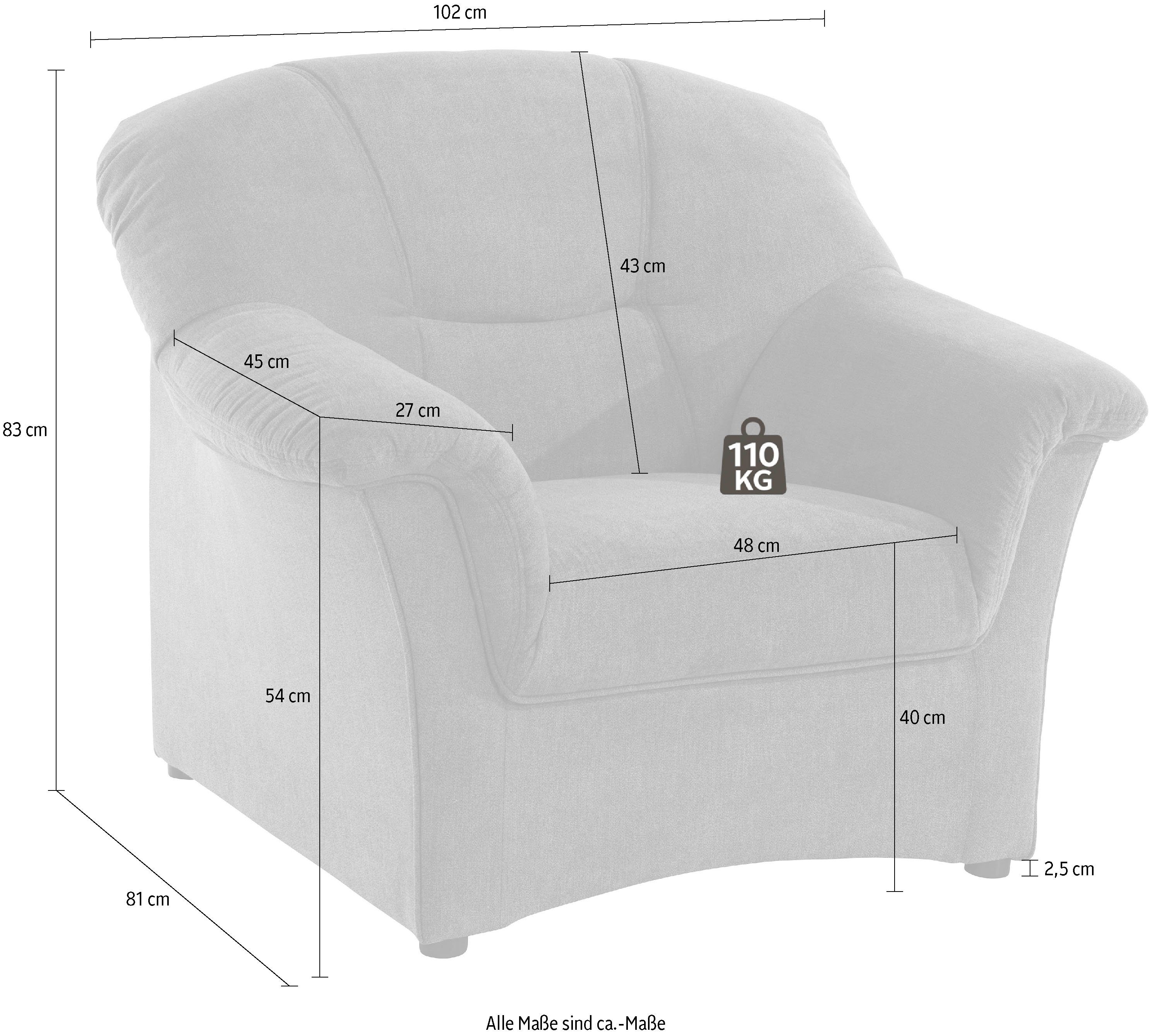 DOMO collection Sessel Sarafina zeitlos und elegant, bequem, wahlweise mit Federkern