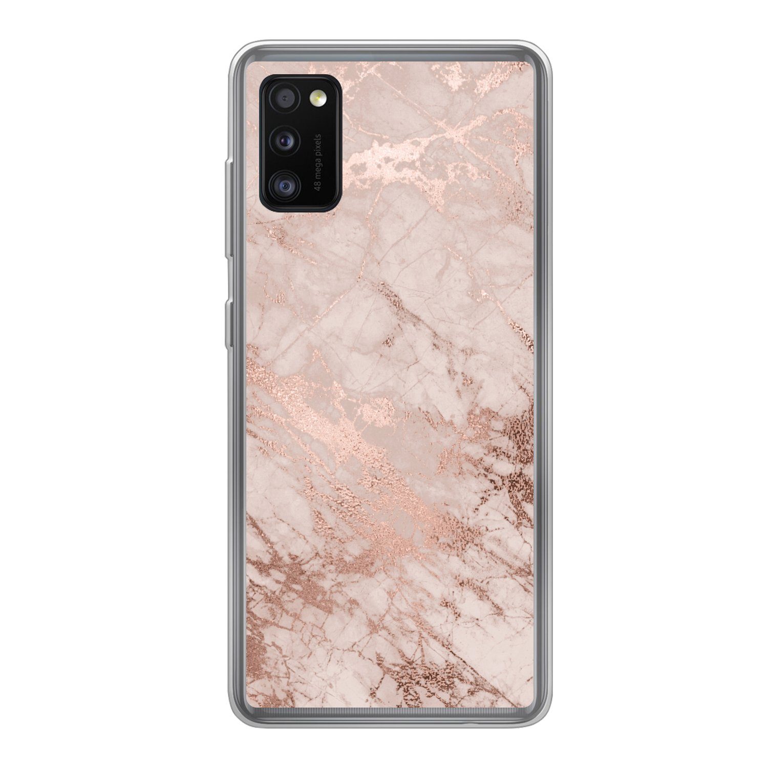 MuchoWow Handyhülle für Samsung Galaxy A41 Marmor - Rosa - Luxus - Marmoroptik - Glitzer -, Smartphone-Bumper, Print, Handy Schutzhülle Dünn