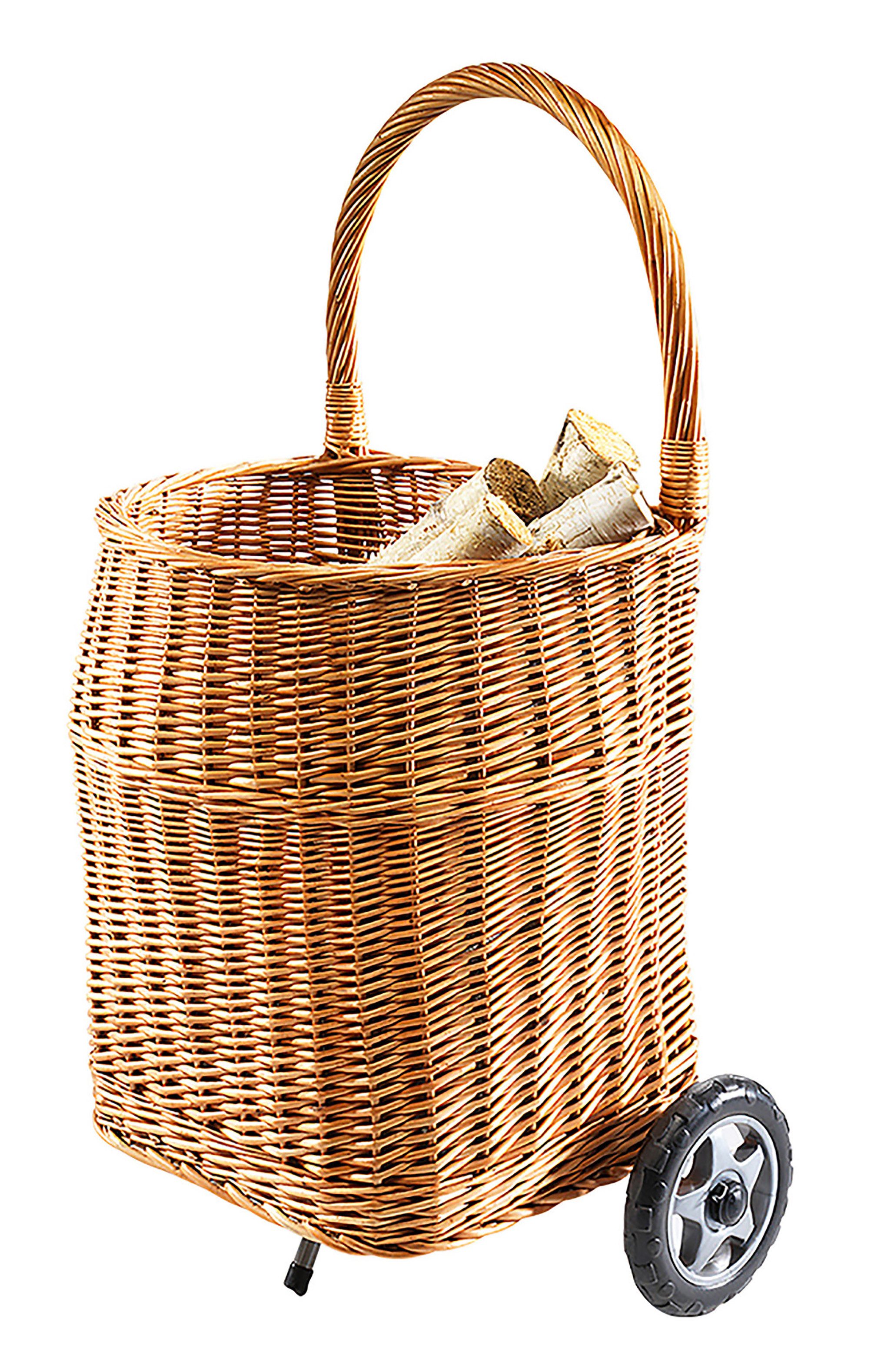 Kobolo Kaminholzkorb Holzwagen aus Vollweide mit Rollen und Griff günstig online kaufen